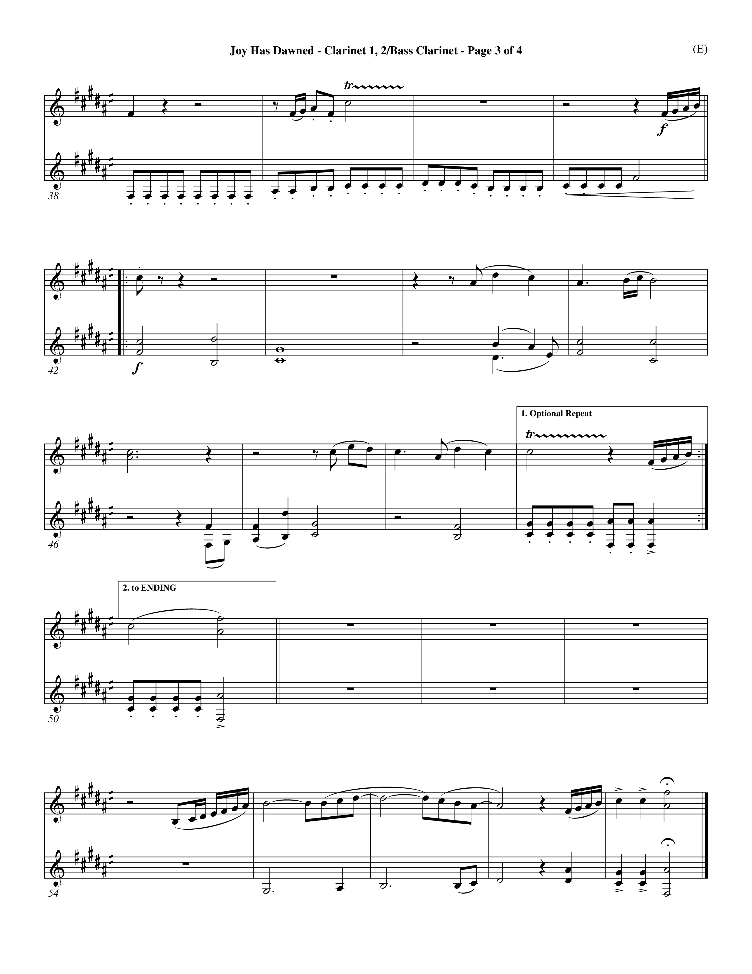 Joy Has Dawned (Choral Anthem SATB) Clarinet 1/2, Bass Clarinet (Word Music Choral / Orch. David Shipps)