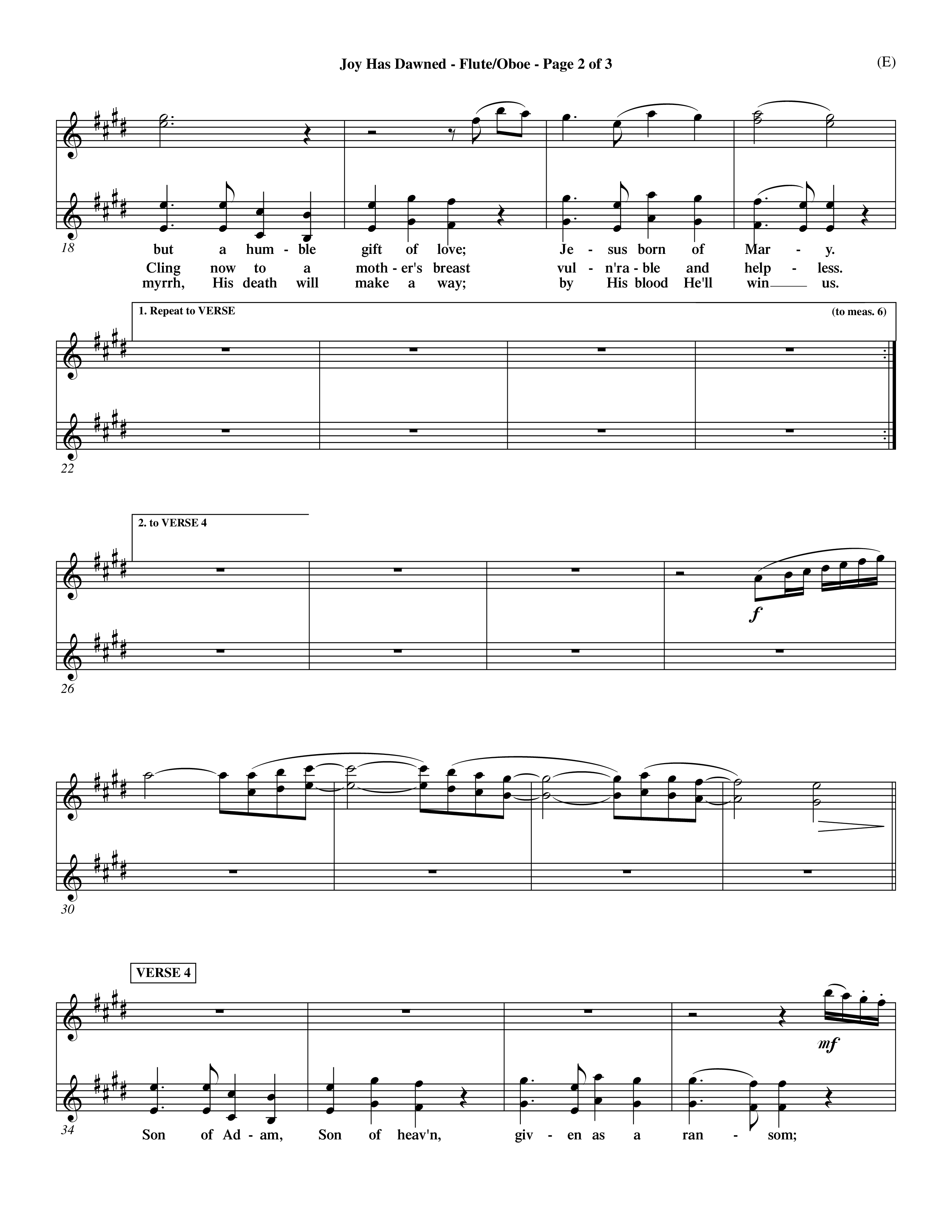 Joy Has Dawned (Choral Anthem SATB) Flute/Oboe (Word Music Choral / Orch. David Shipps)