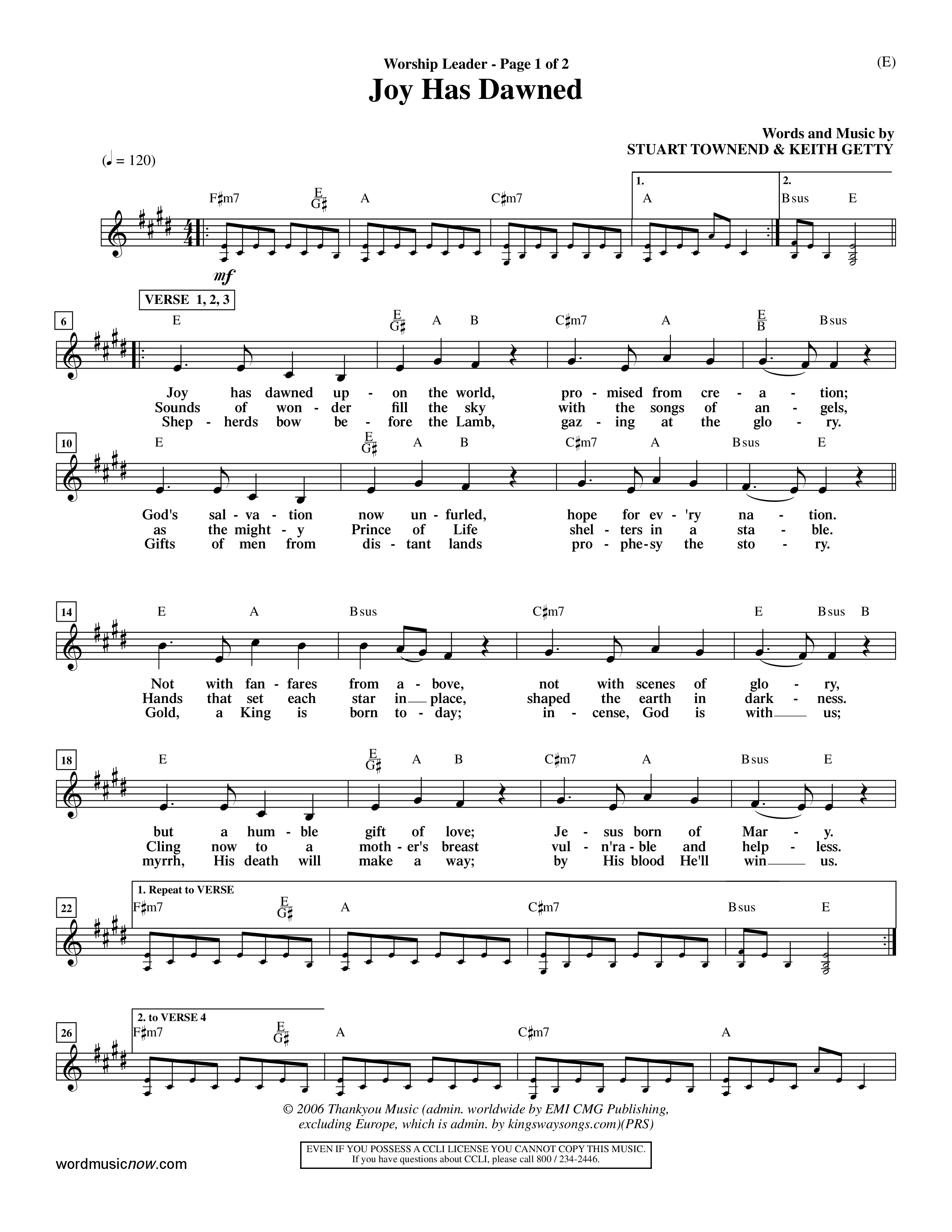 Joy Has Dawned (Choral Anthem SATB) Rhythm Pack (Word Music Choral / Orch. David Shipps)