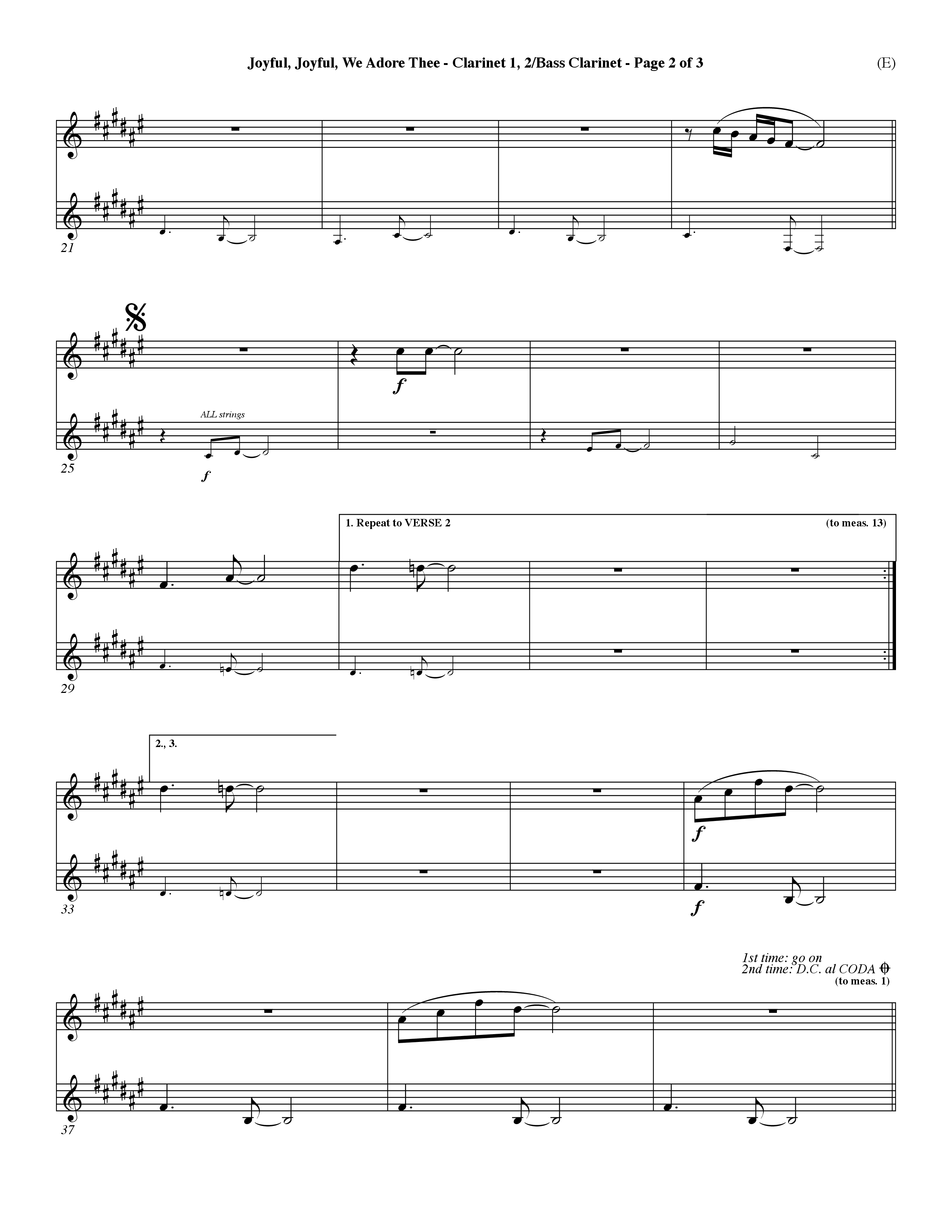 Joyful Joyful We Adore Thee (Choral Anthem SATB) Clarinet 1/2, Bass Clarinet (Word Music Choral / Orch. Dave Williamson)