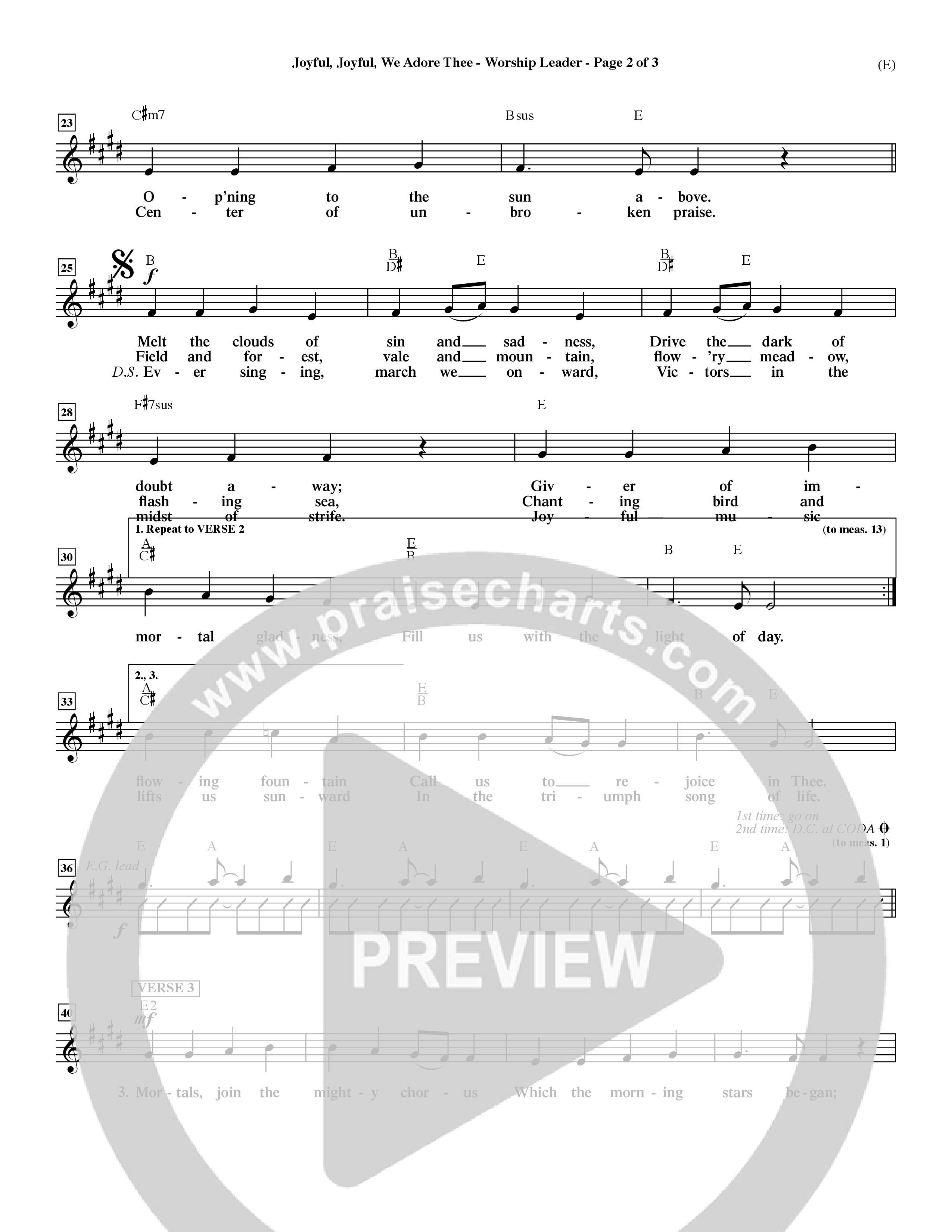 Joyful Joyful We Adore Thee (Choral Anthem SATB) Lead Sheet (Mel) (Word Music Choral / Orch. Dave Williamson)