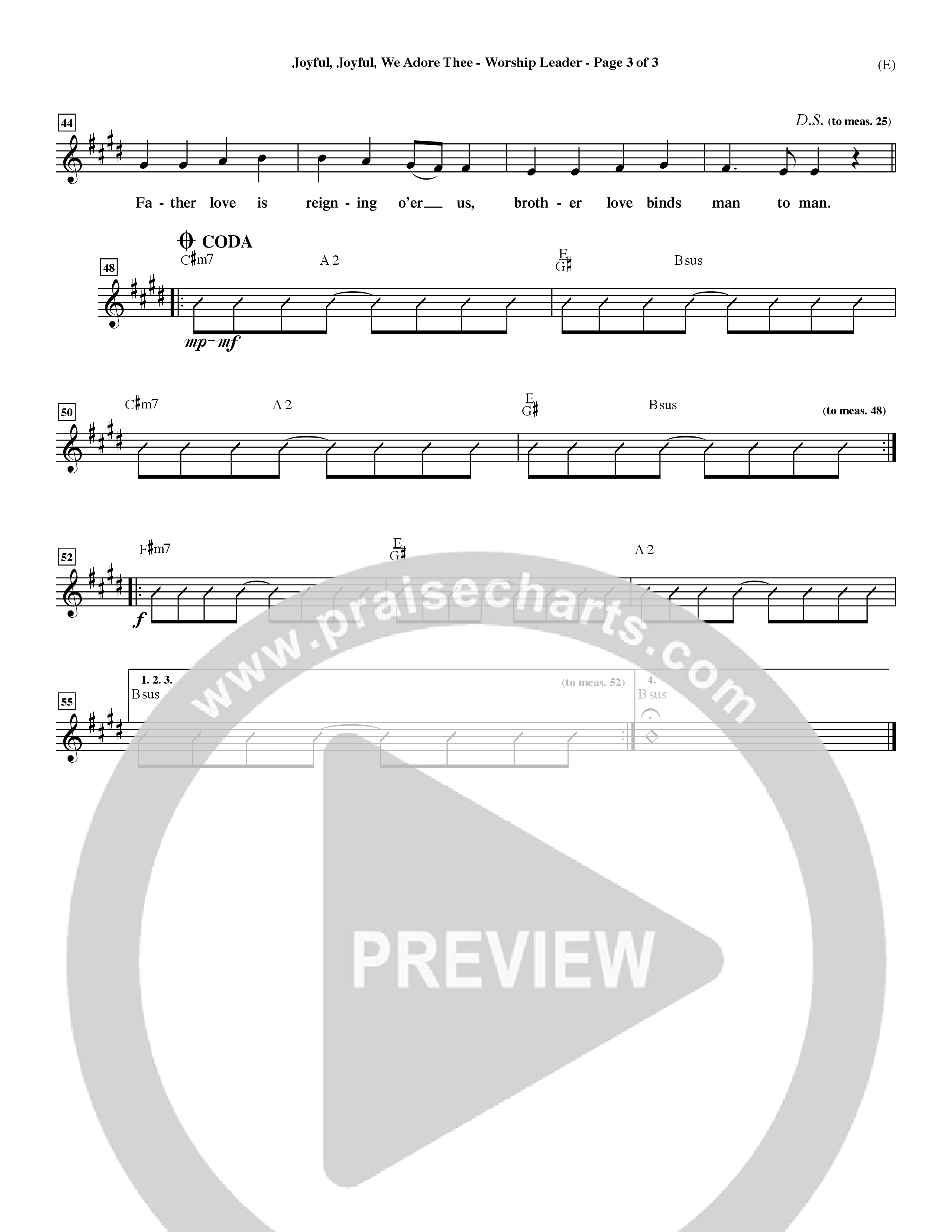Joyful Joyful We Adore Thee (Choral Anthem SATB) Lead Sheet (Mel) (Word Music Choral / Orch. Dave Williamson)