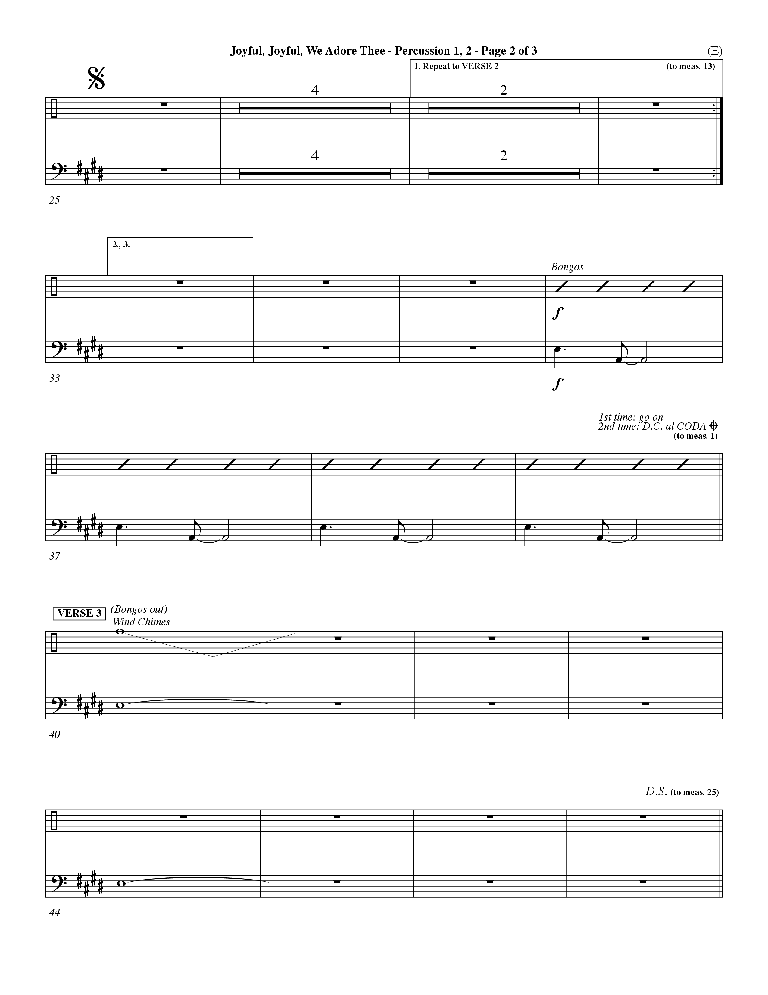 Joyful Joyful We Adore Thee (Choral Anthem SATB) Percussion 1/2 (Word Music Choral / Orch. Dave Williamson)