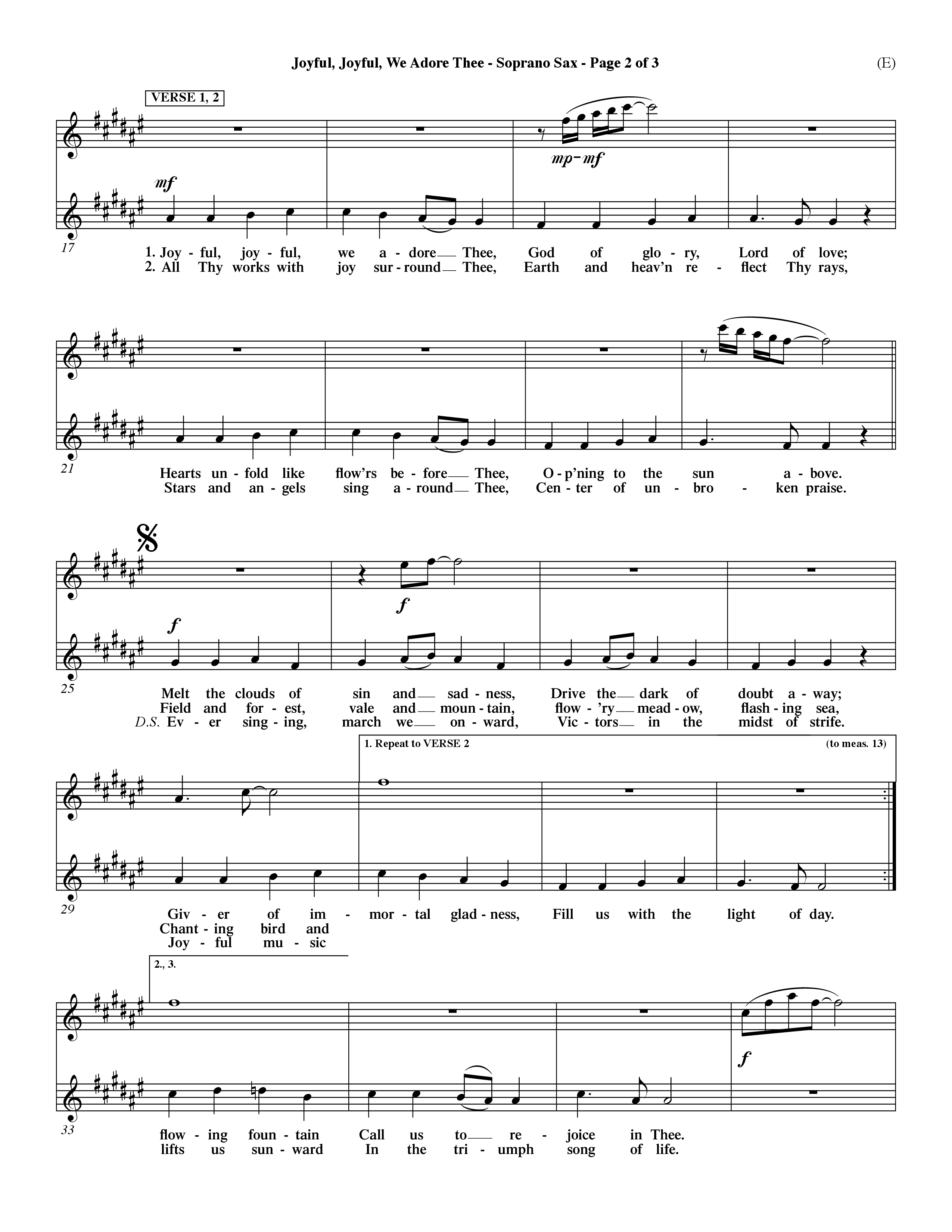 Joyful Joyful We Adore Thee (Choral Anthem SATB) Saxophone (Word Music Choral / Orch. Dave Williamson)