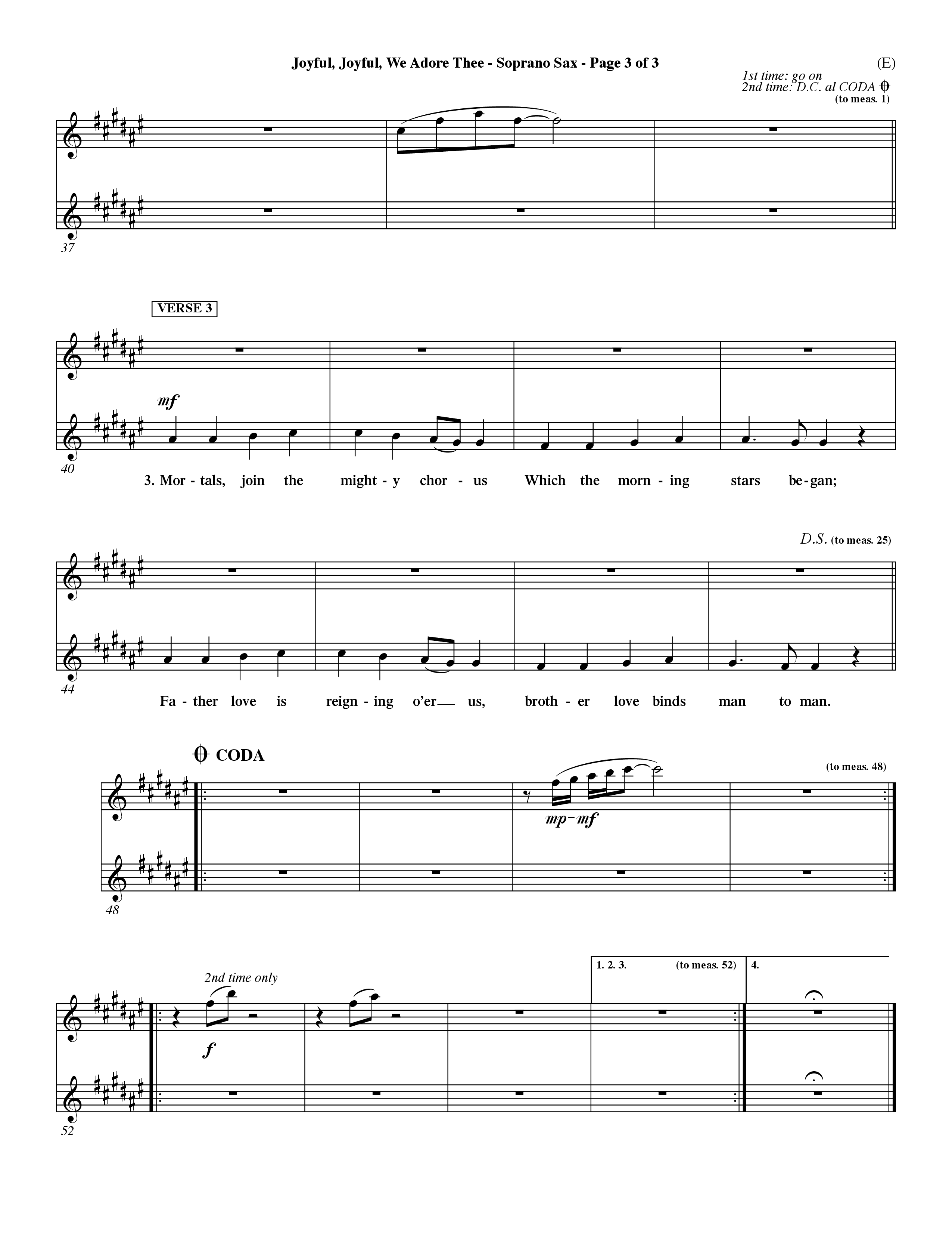 Joyful Joyful We Adore Thee (Choral Anthem SATB) Saxophone (Word Music Choral / Orch. Dave Williamson)