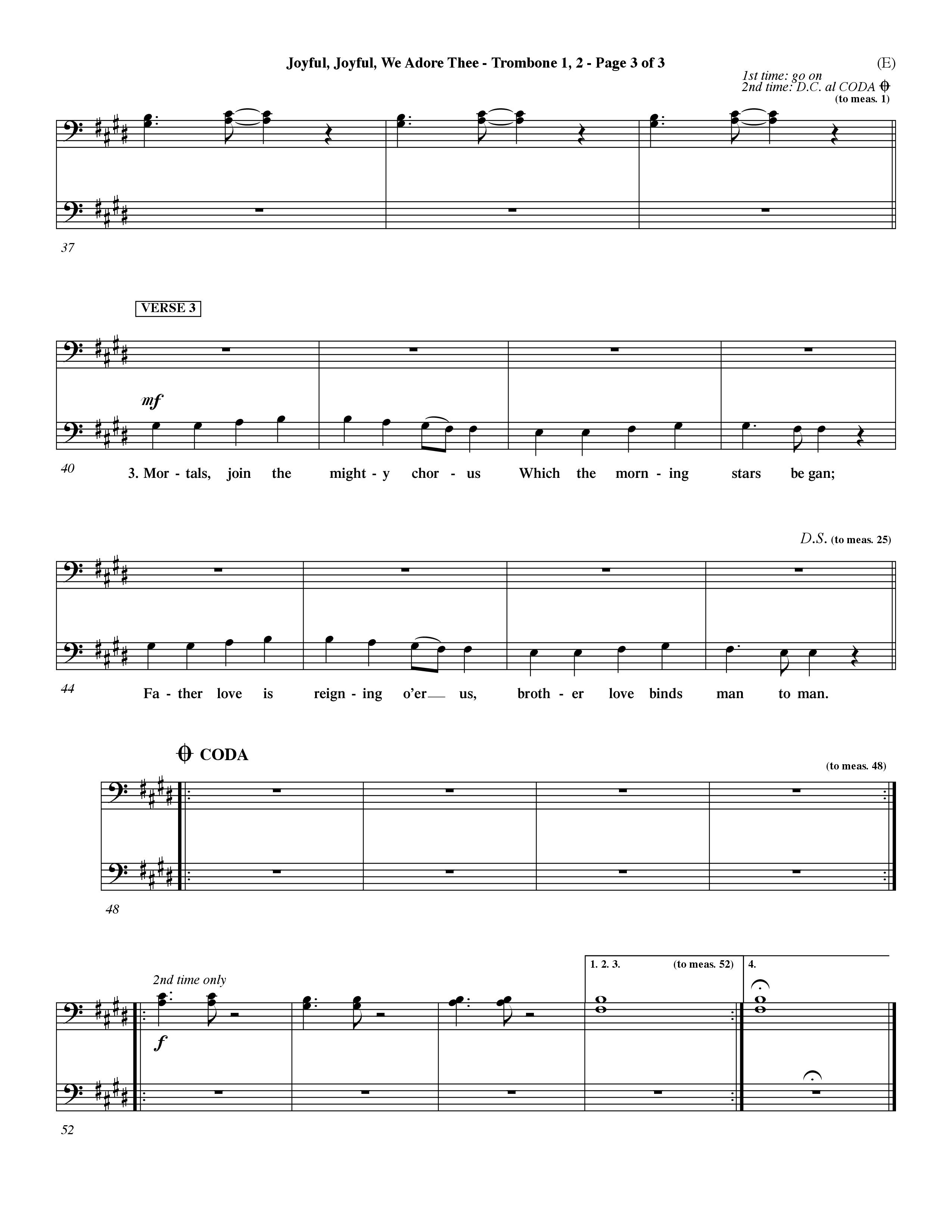Joyful Joyful We Adore Thee (Choral Anthem SATB) Trombone 1/2 (Word Music Choral / Orch. Dave Williamson)