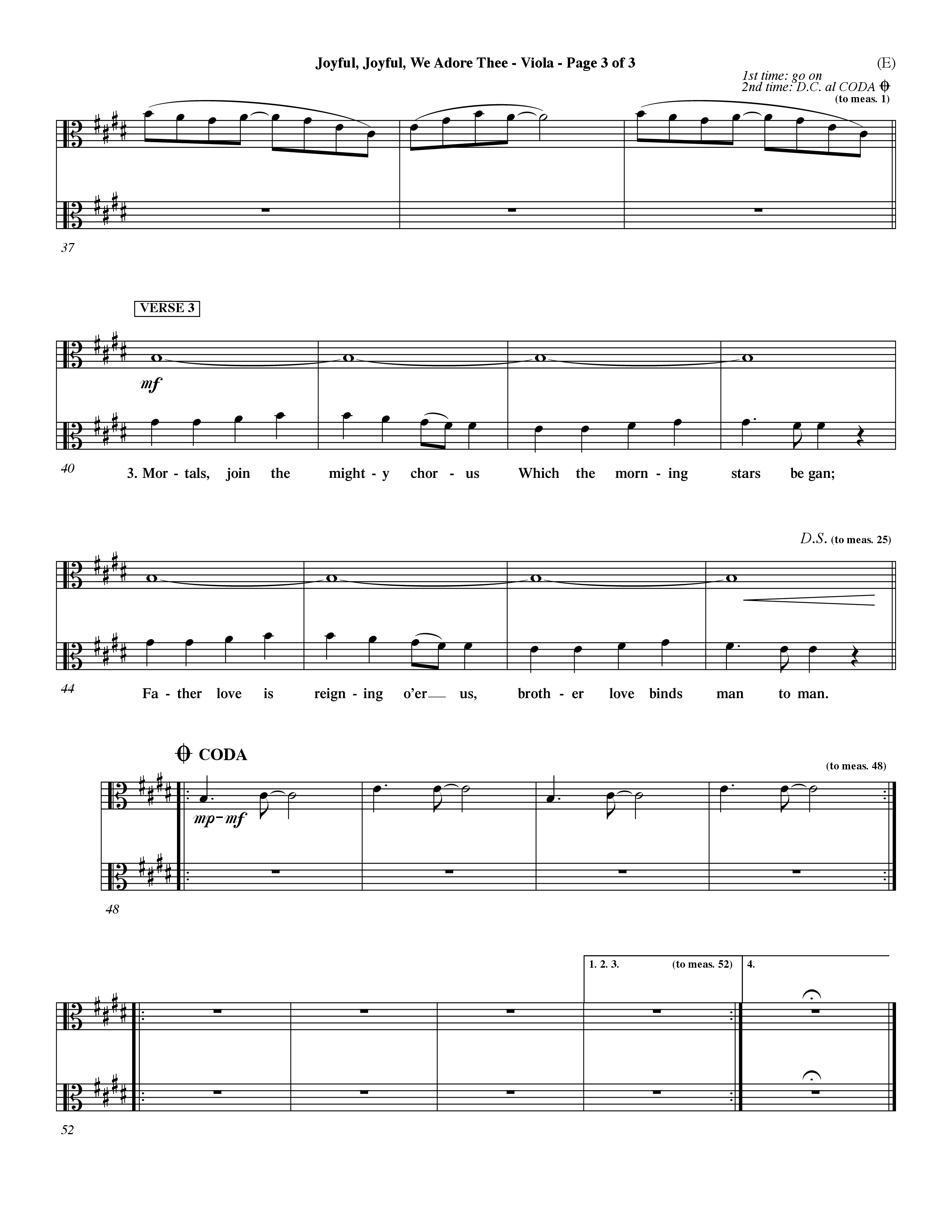 Joyful Joyful We Adore Thee (Choral Anthem SATB) Viola (Word Music Choral / Orch. Dave Williamson)