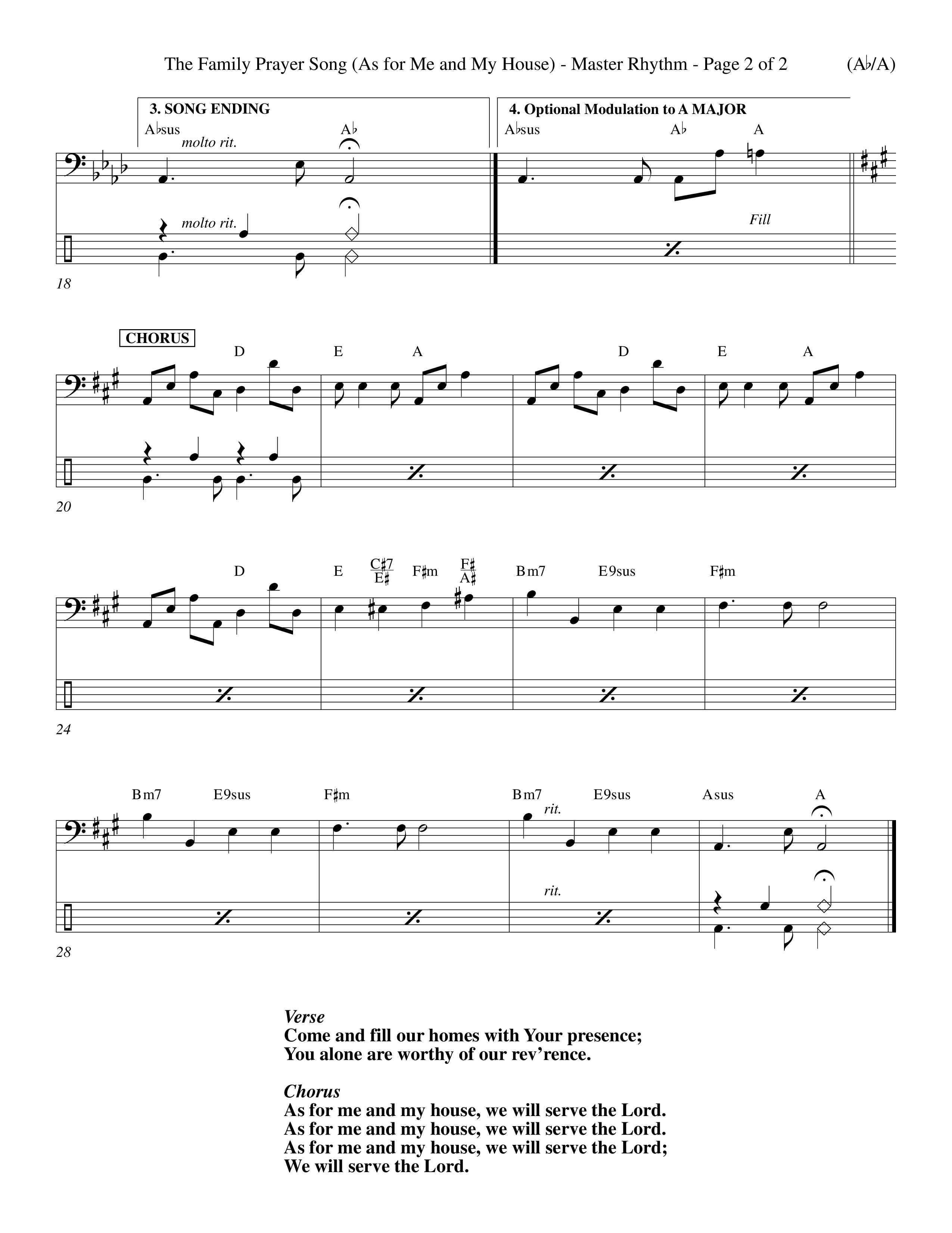 The Family Prayer Song (Choral Anthem SATB) Rhythm Chart (Word Music Choral / Orch. Larry Mayfield)