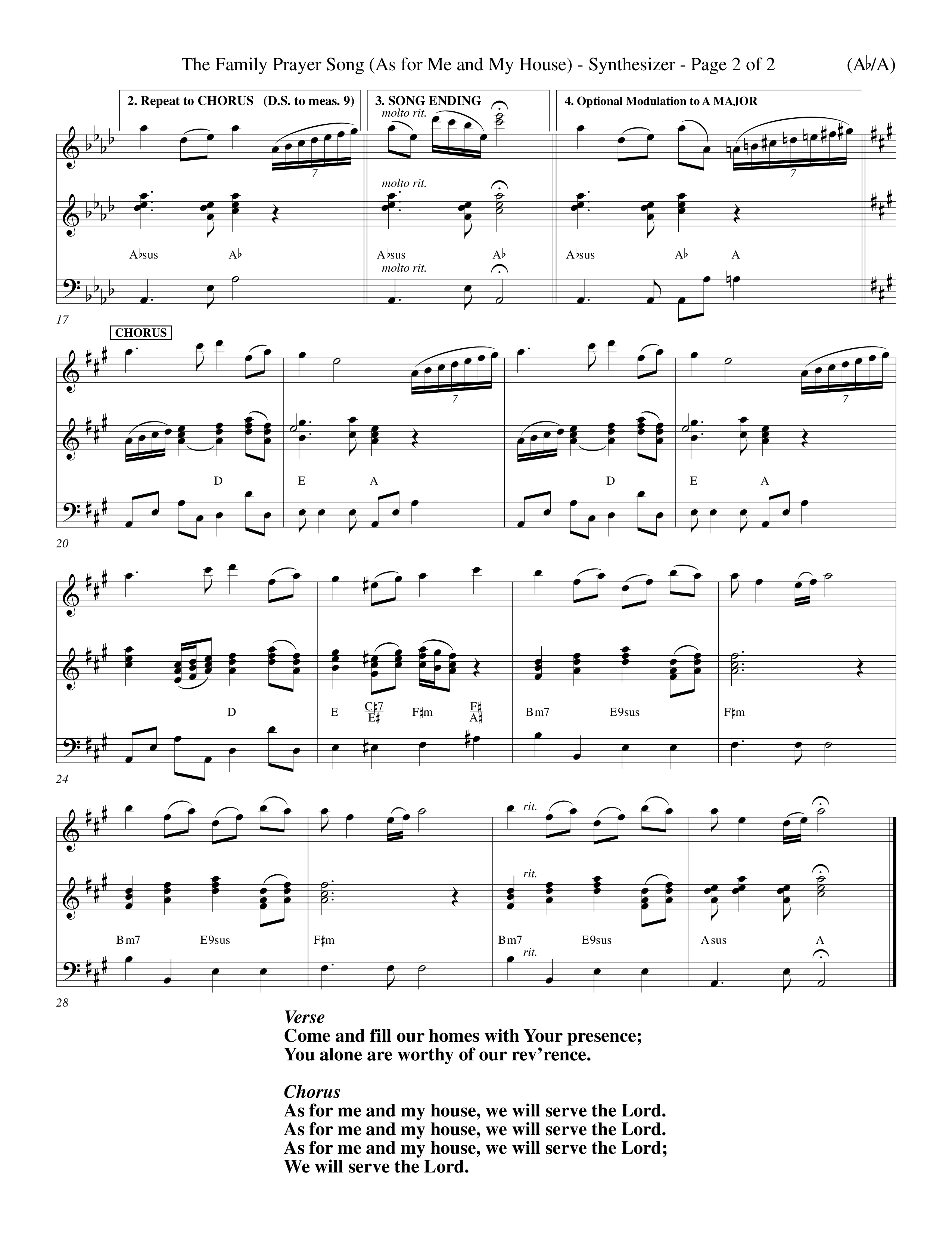 The Family Prayer Song (Choral Anthem SATB) Synth (Word Music Choral / Orch. Larry Mayfield)