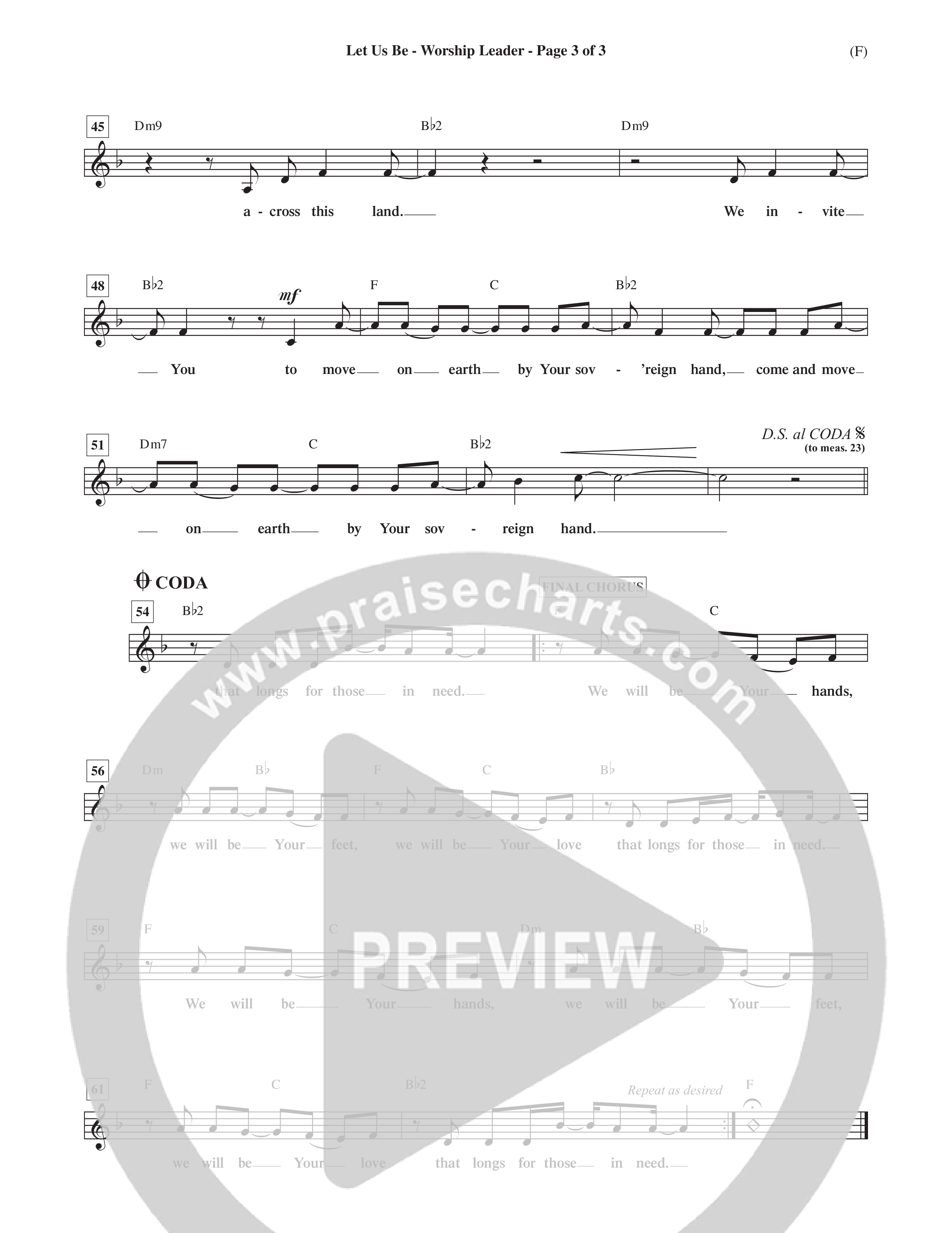 Let Us Be (Choral Anthem SATB) Lead Sheet (Mel) (Word Music Choral / Orch. Dave Williamson)