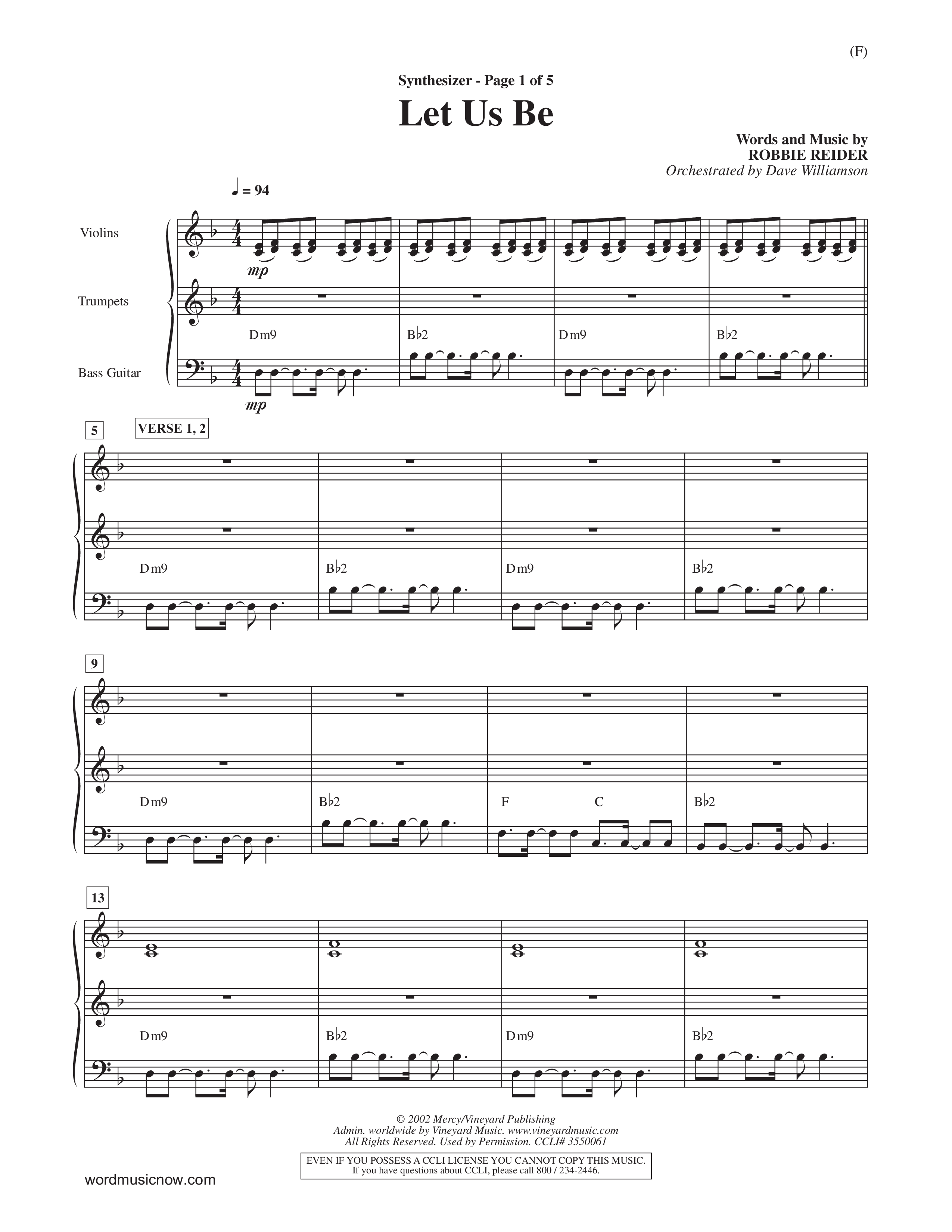 Let Us Be (Choral Anthem SATB) Synth (Word Music Choral / Orch. Dave Williamson)