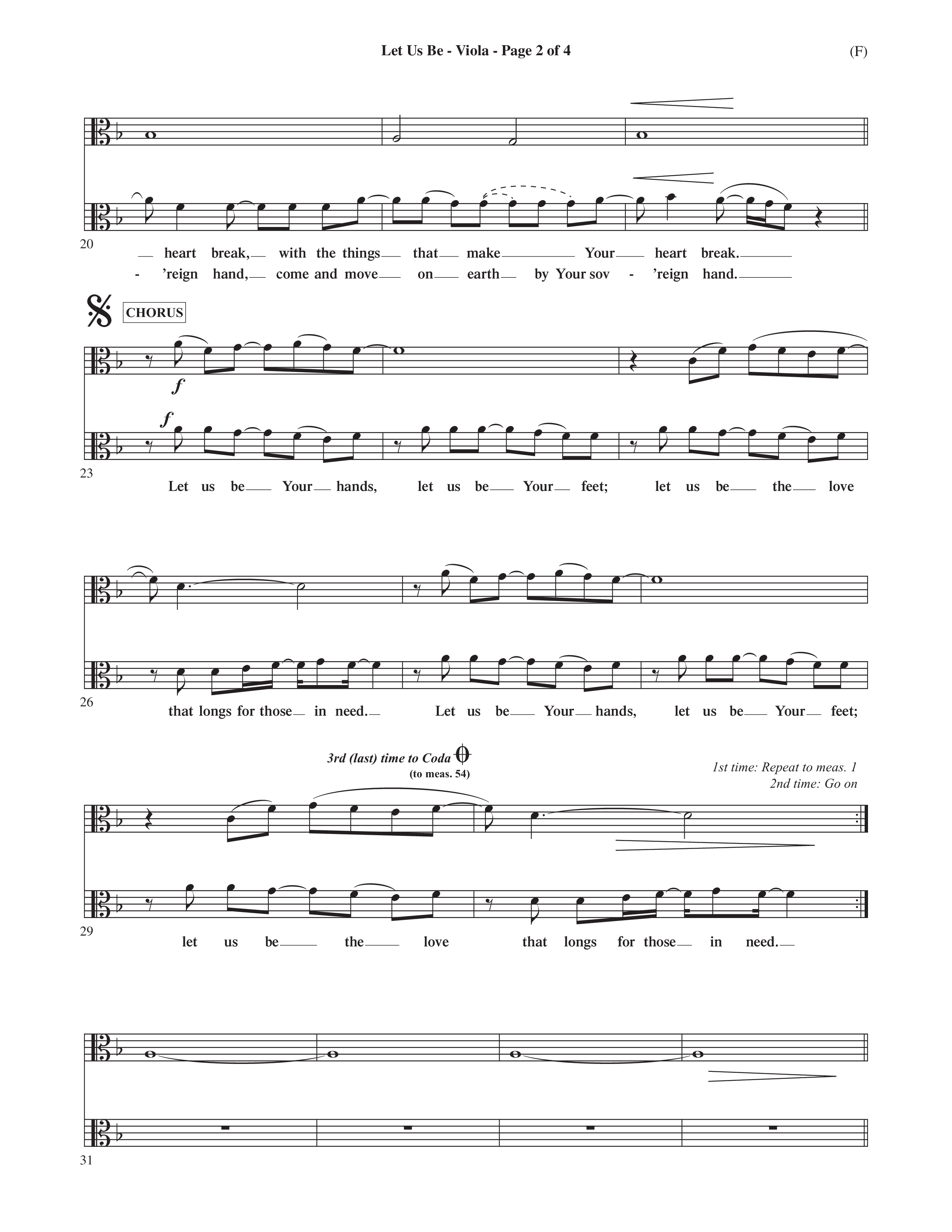 Let Us Be (Choral Anthem SATB) Viola (Word Music Choral / Orch. Dave Williamson)