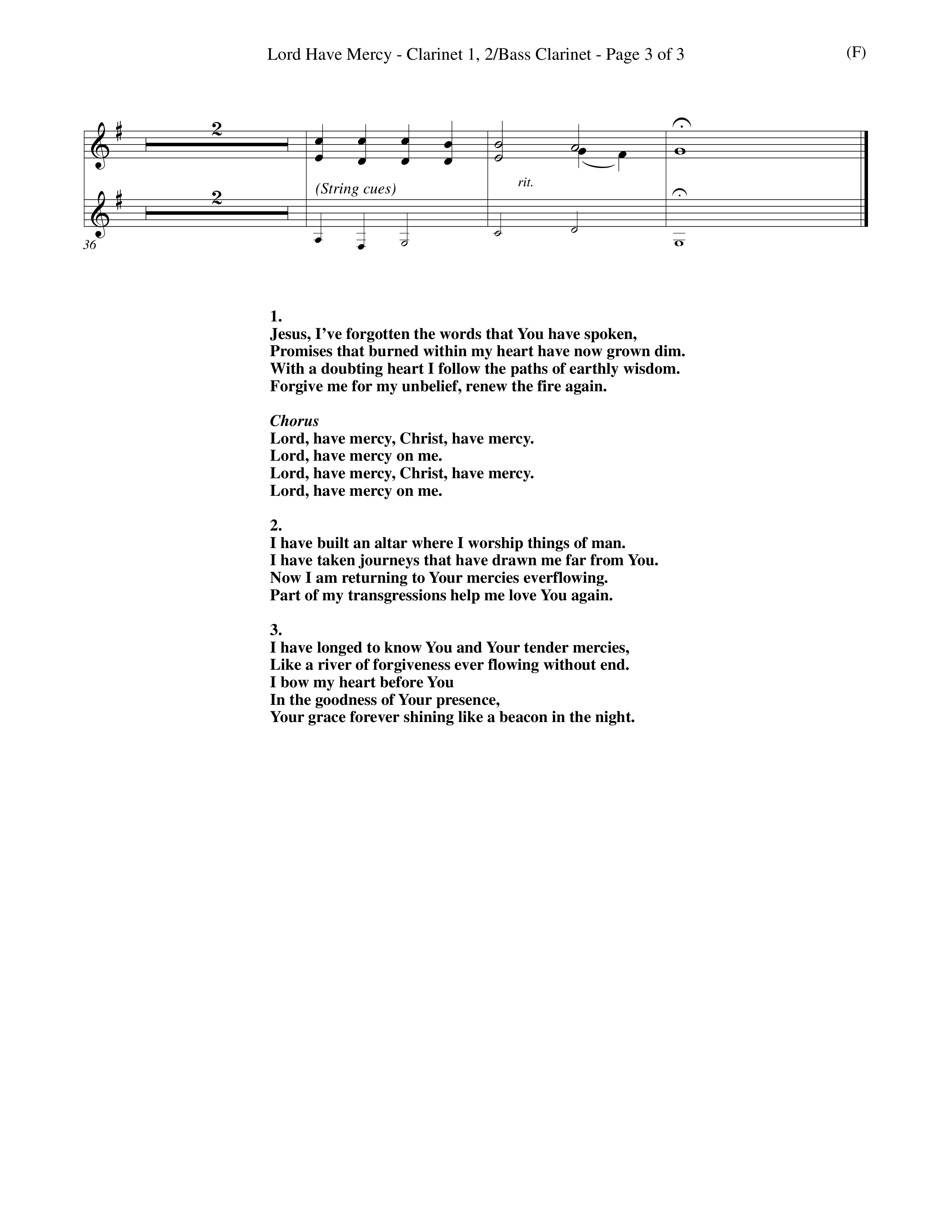 Lord Have Mercy (Choral Anthem SATB) Clarinet 1/2, Bass Clarinet (Word Music Choral / Orch. Keith Christopher)