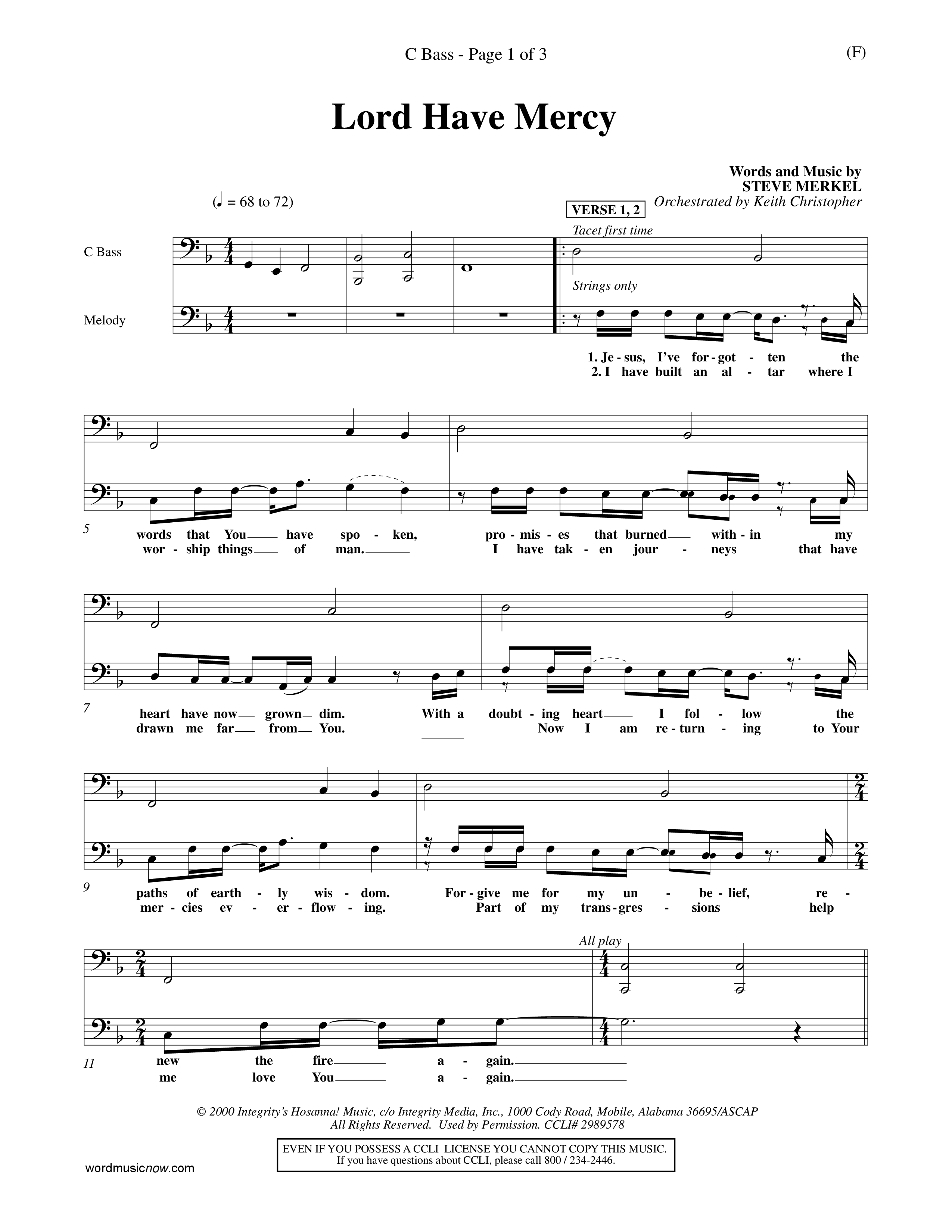 Lord Have Mercy (Choral Anthem SATB) Contrabass (Word Music Choral / Orch. Keith Christopher)