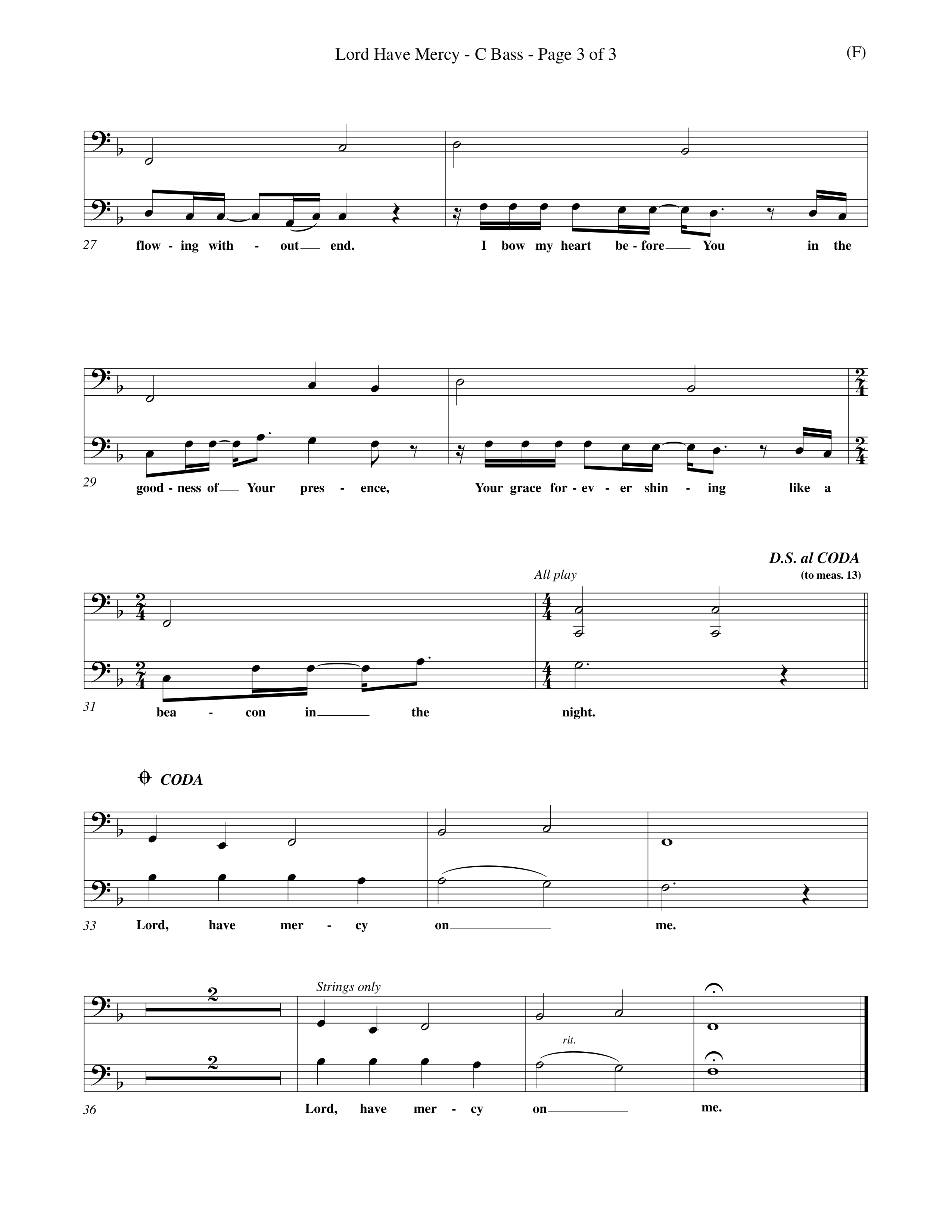 Lord Have Mercy (Choral Anthem SATB) Contrabass (Word Music Choral / Orch. Keith Christopher)