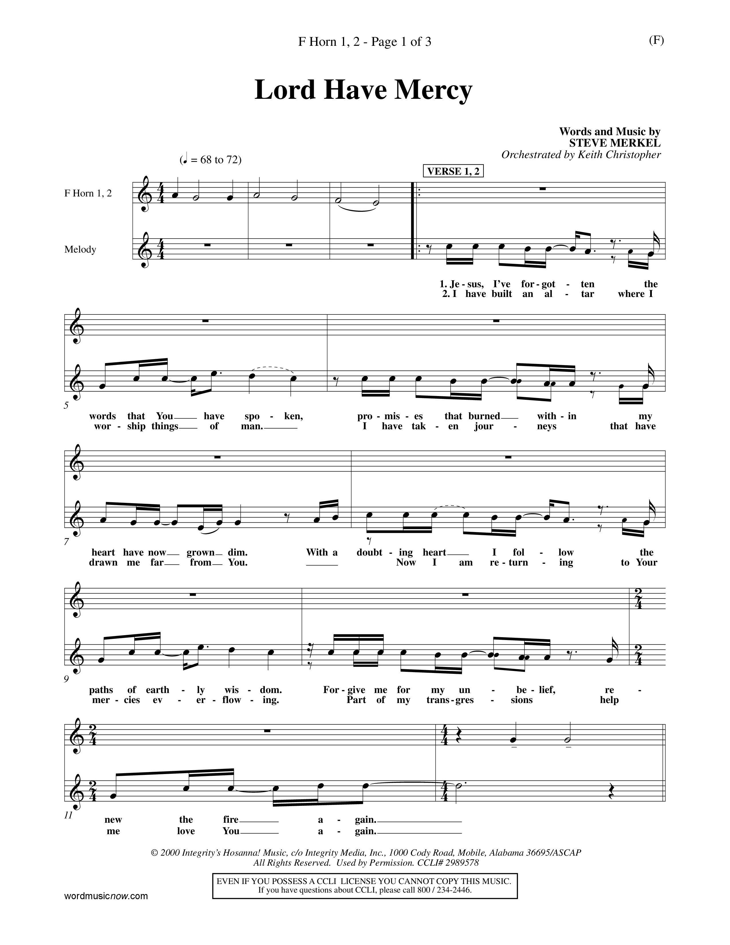 Lord Have Mercy (Choral Anthem SATB) French Horn (Word Music Choral / Orch. Keith Christopher)
