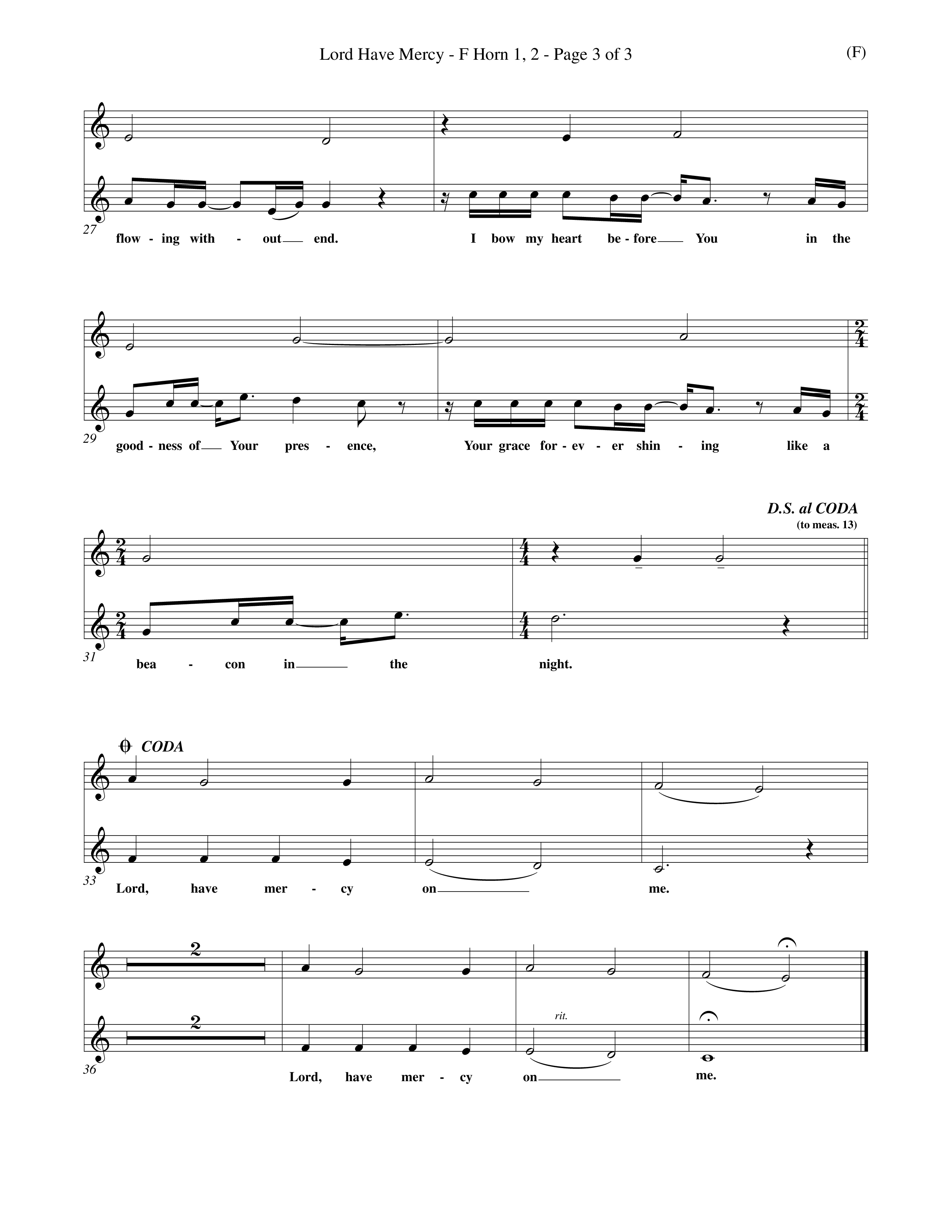 Lord Have Mercy (Choral Anthem SATB) French Horn (Word Music Choral / Orch. Keith Christopher)