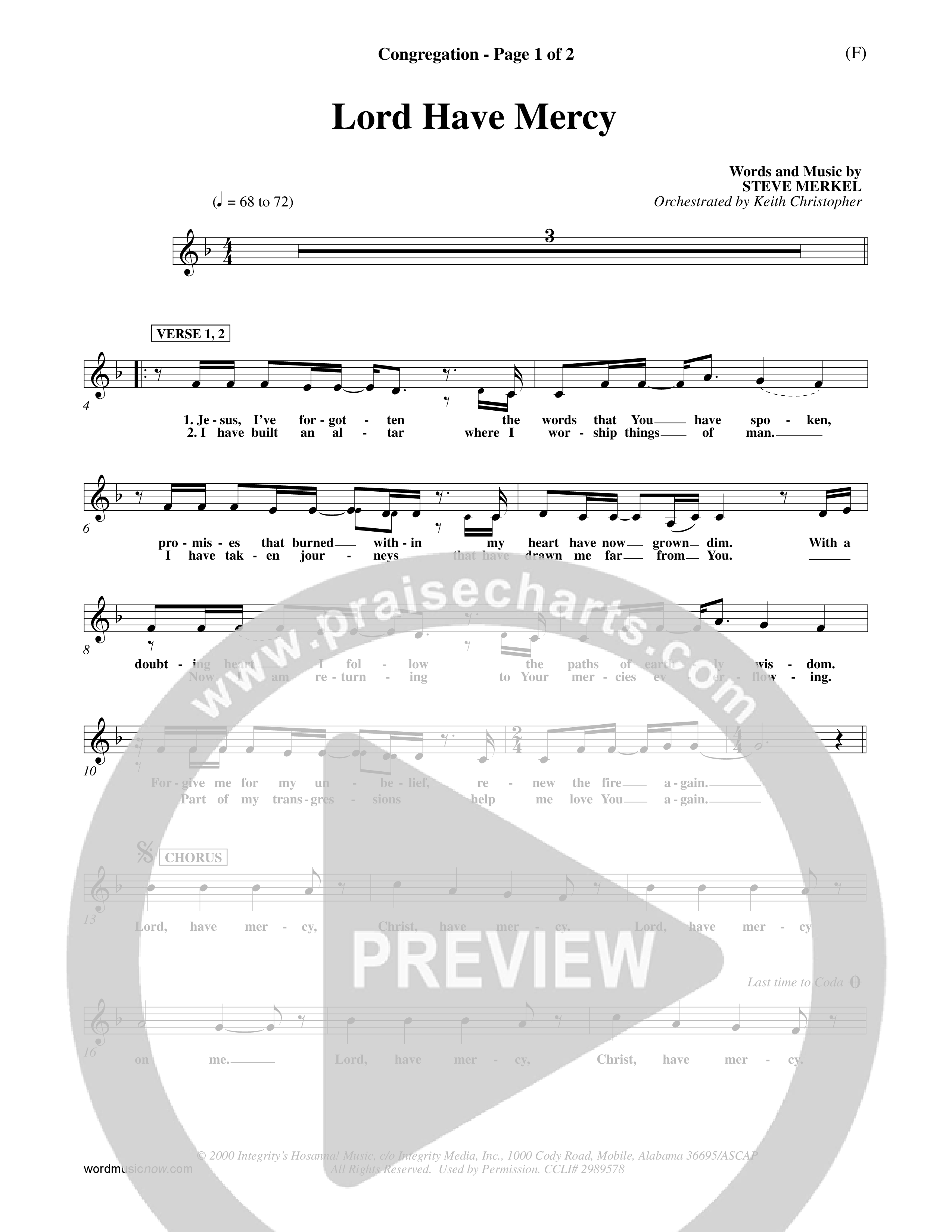 Lord Have Mercy (Choral Anthem SATB) Lead Sheet (Mel) (Word Music Choral / Orch. Keith Christopher)