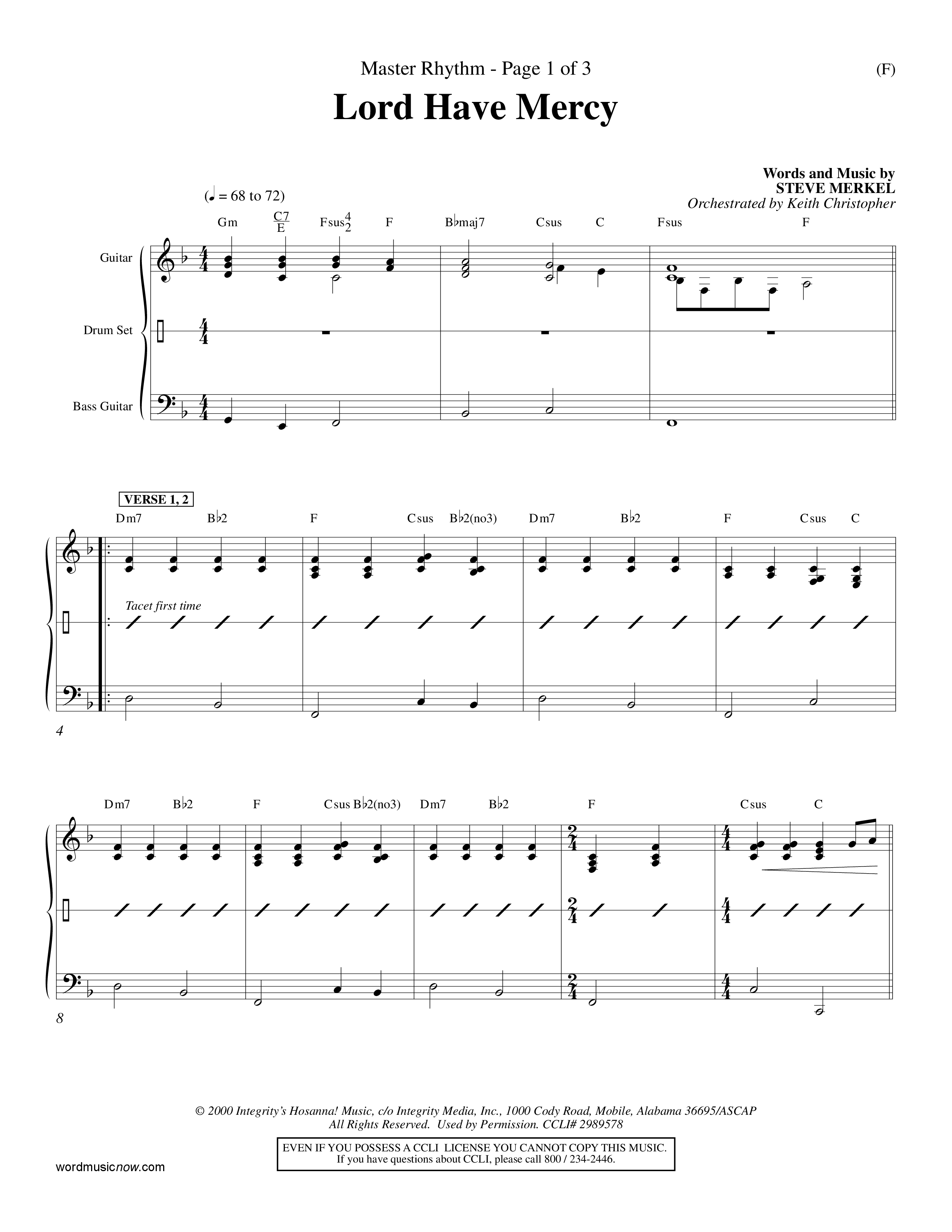 Lord Have Mercy (Choral Anthem SATB) Rhythm Chart (Word Music Choral / Orch. Keith Christopher)