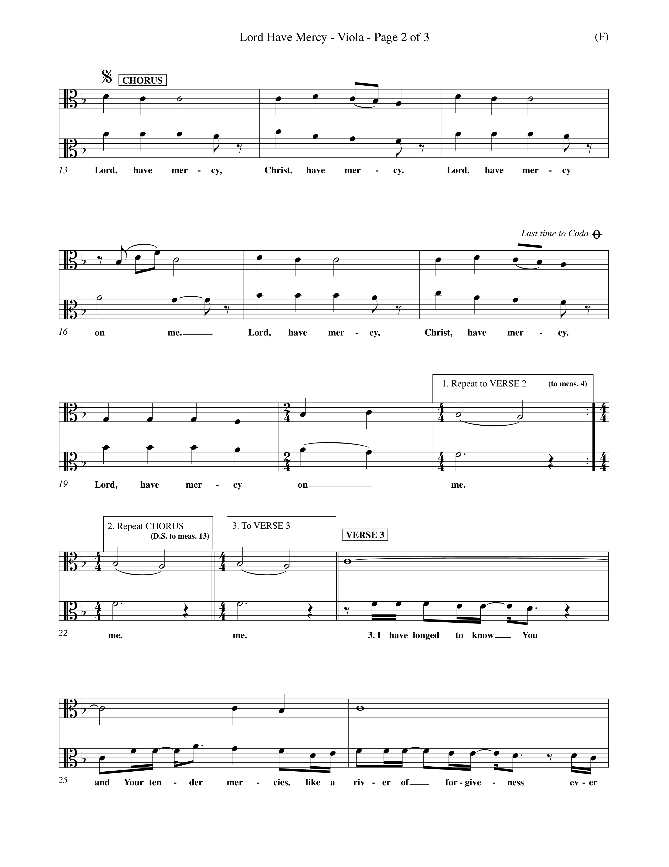 Lord Have Mercy (Choral Anthem SATB) Viola (Word Music Choral / Orch. Keith Christopher)