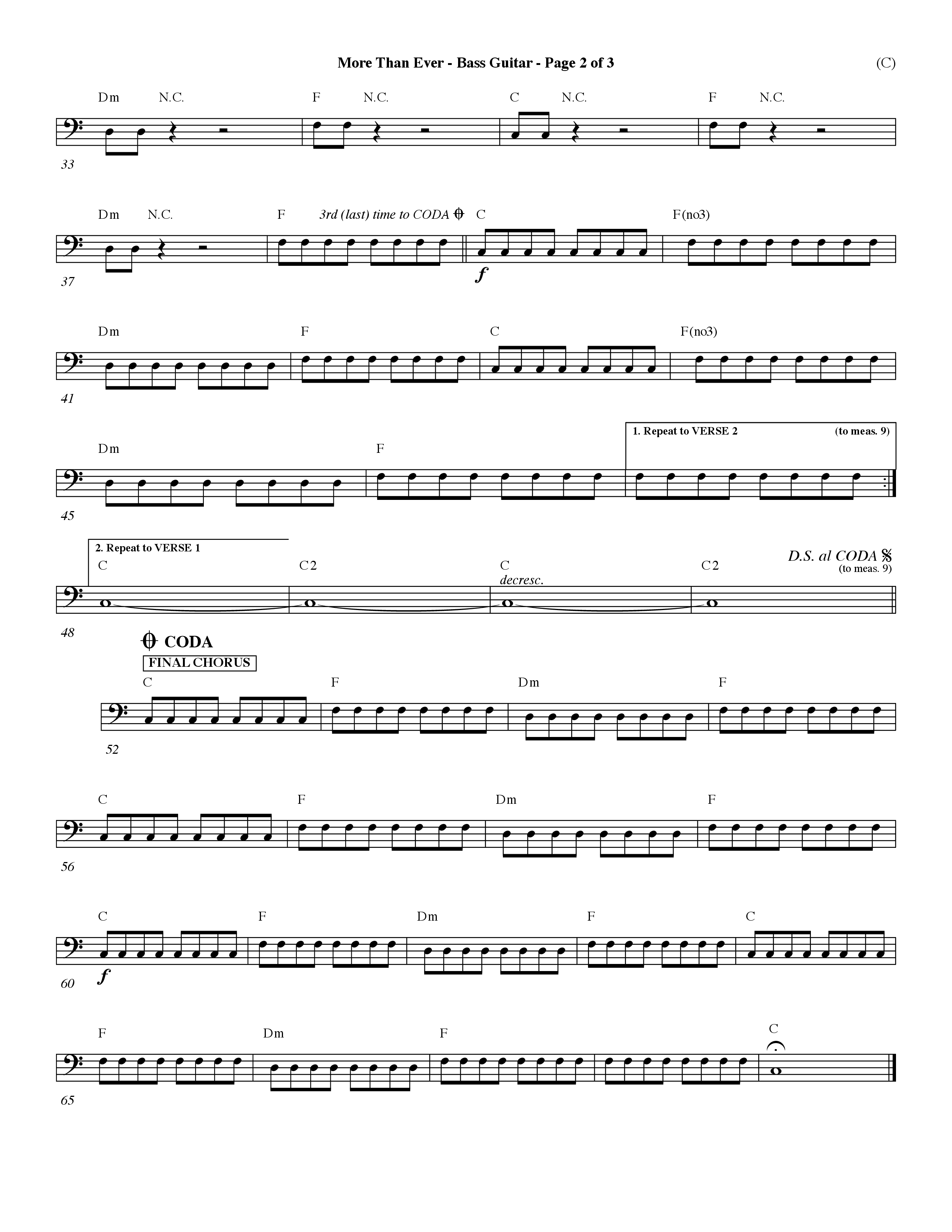 More Than Ever (Choral Anthem SATB) Bass Guitar (Word Music Choral / Orch. Dave Williamson)