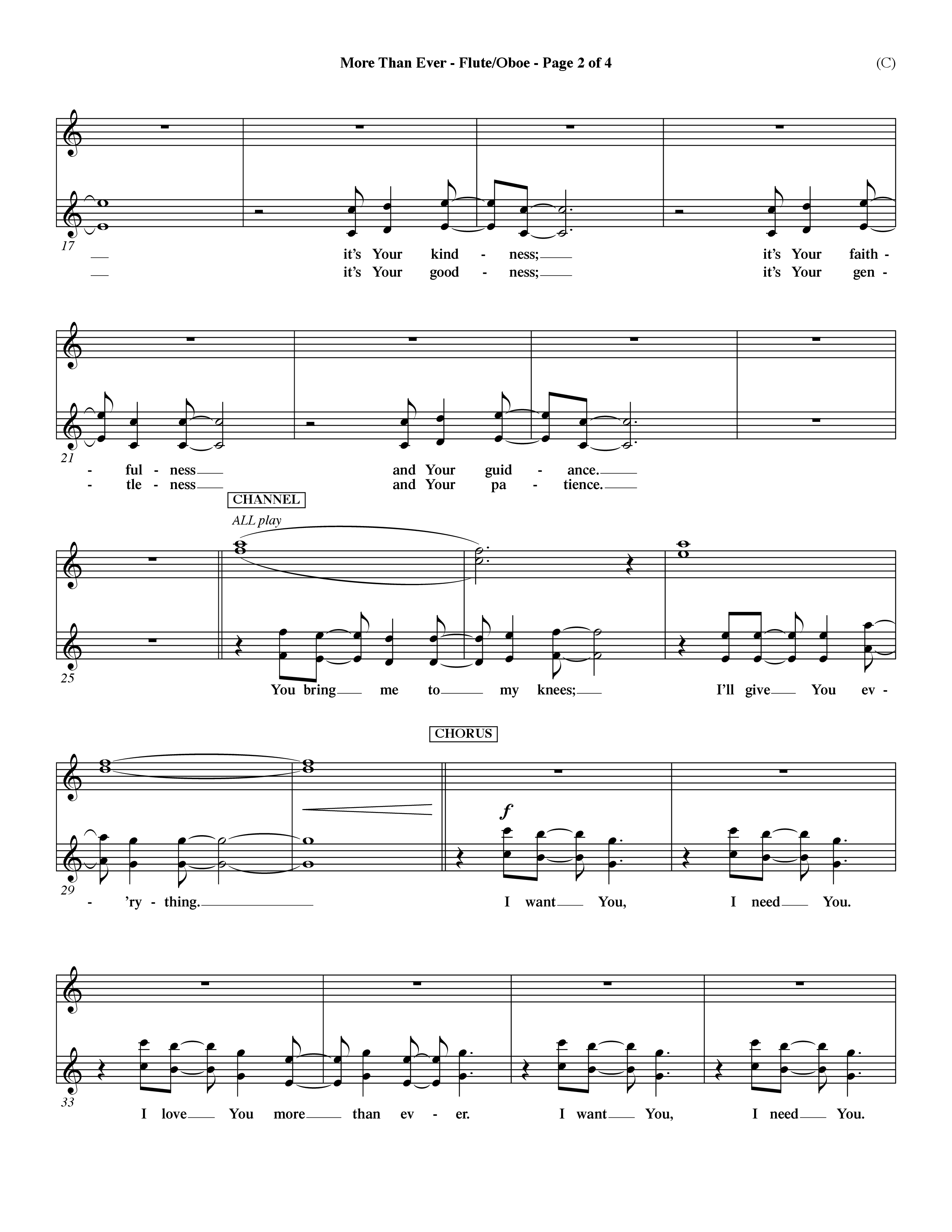 More Than Ever (Choral Anthem SATB) Flute/Oboe (Word Music Choral / Orch. Dave Williamson)