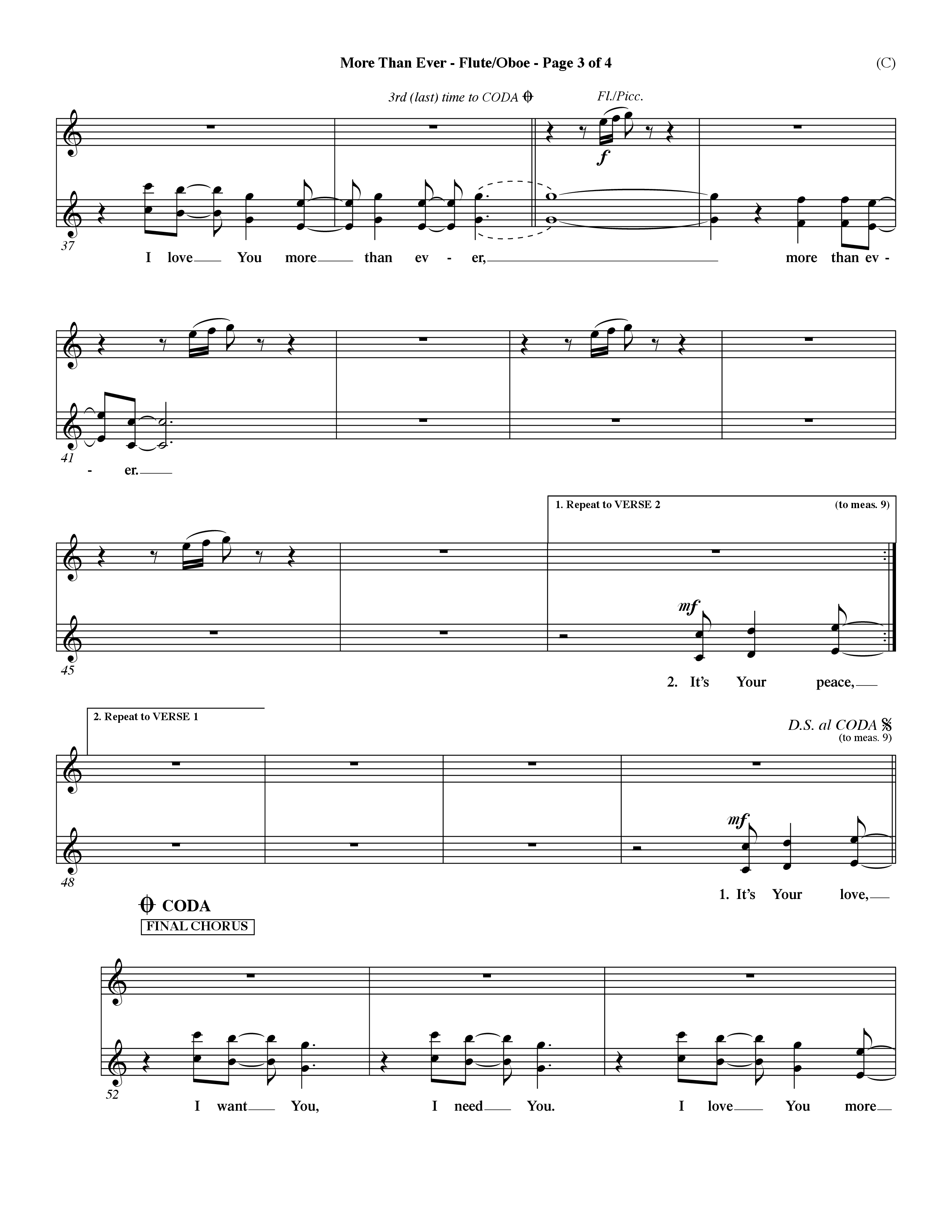 More Than Ever (Choral Anthem SATB) Flute/Oboe (Word Music Choral / Orch. Dave Williamson)