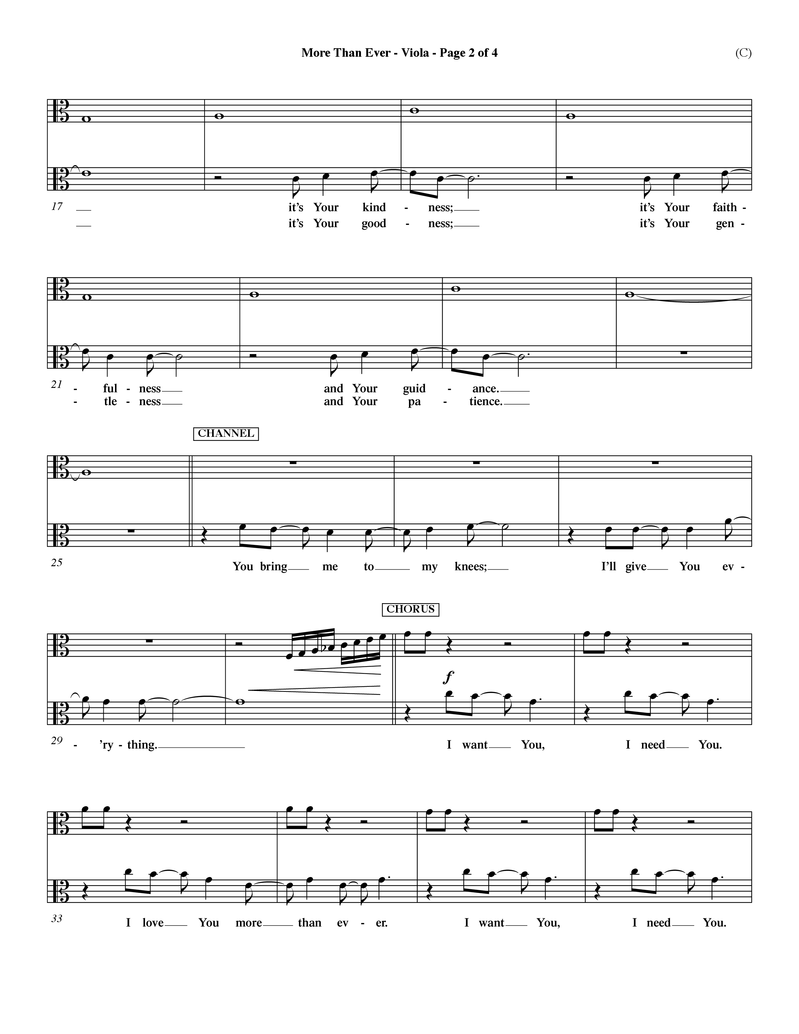 More Than Ever (Choral Anthem SATB) Viola (Word Music Choral / Orch. Dave Williamson)