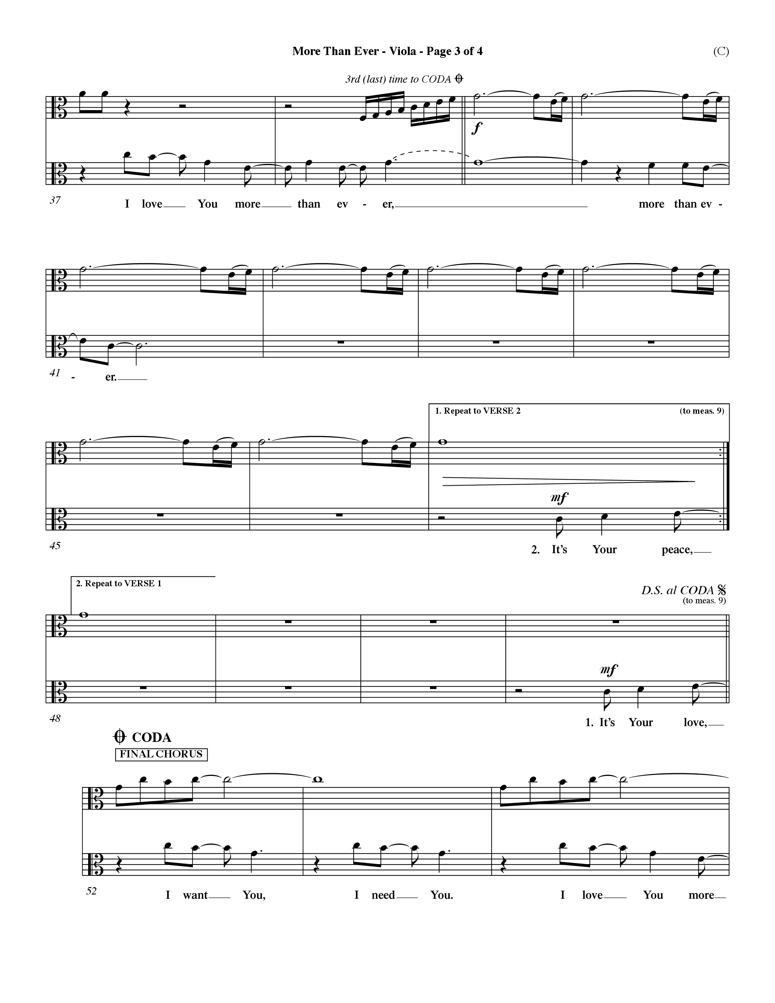 More Than Ever (Choral Anthem SATB) Viola (Word Music Choral / Orch. Dave Williamson)