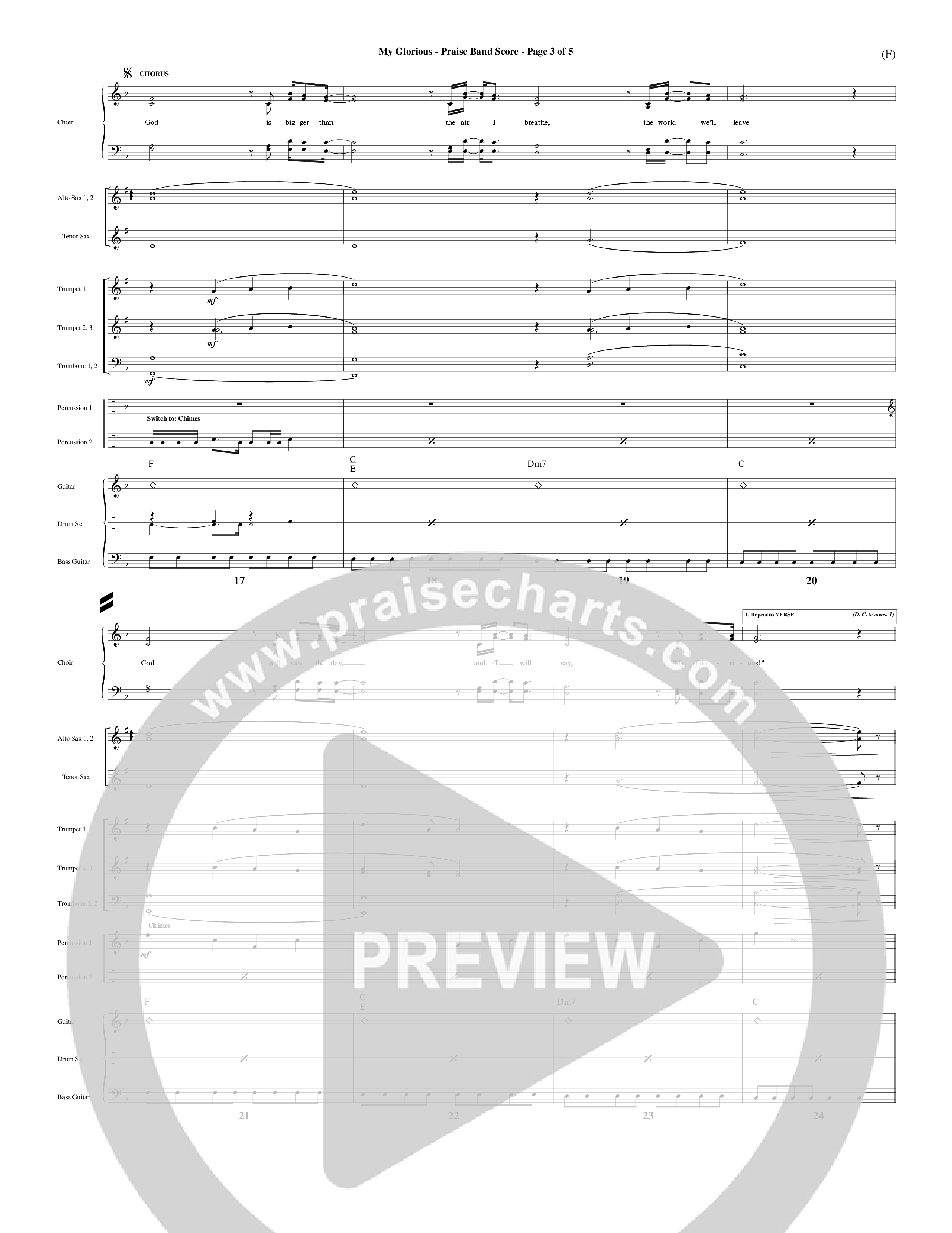 My Glorious (Choral Anthem SATB) PraiseBand (incl. Brass) (Word Music Choral / Orch. Jim Gray)