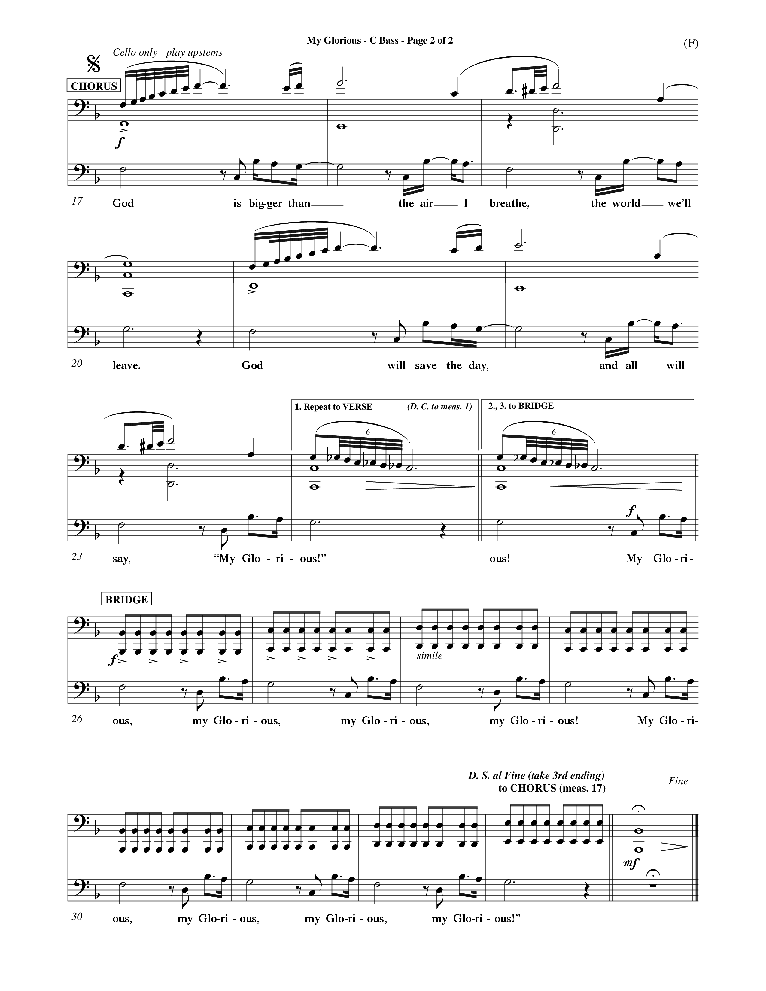 My Glorious (Choral Anthem SATB) Contrabass (Word Music Choral / Orch. Jim Gray)