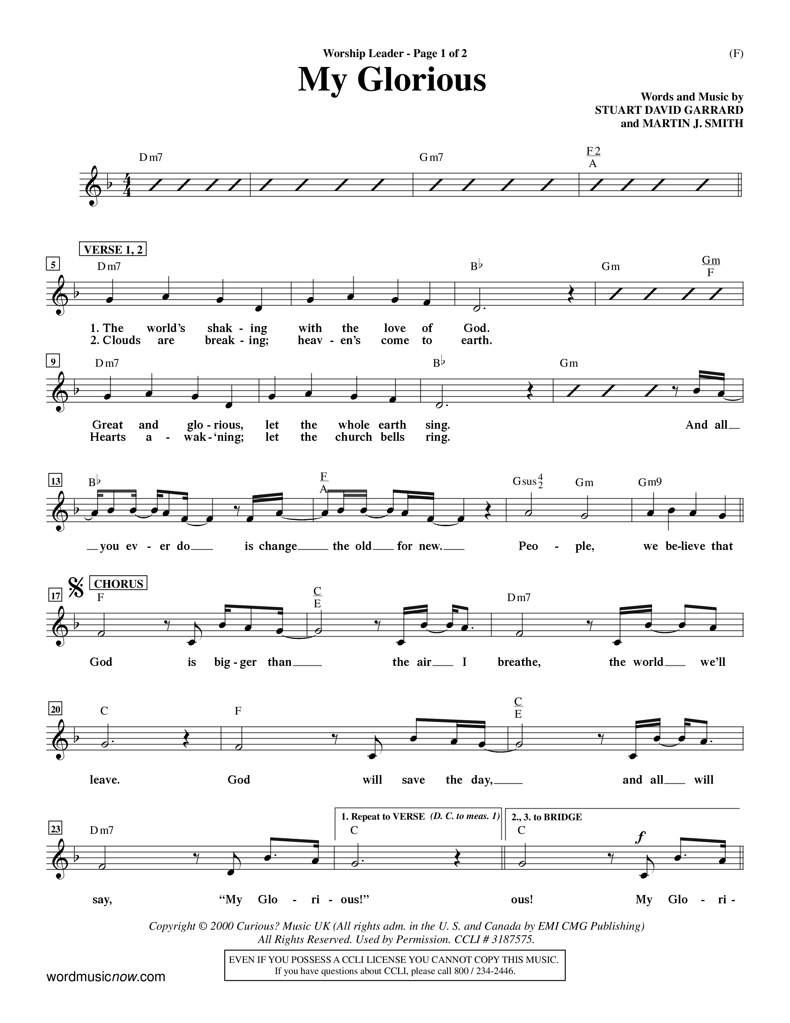 My Glorious (Choral Anthem SATB) Rhythm Pack (Word Music Choral / Orch. Jim Gray)