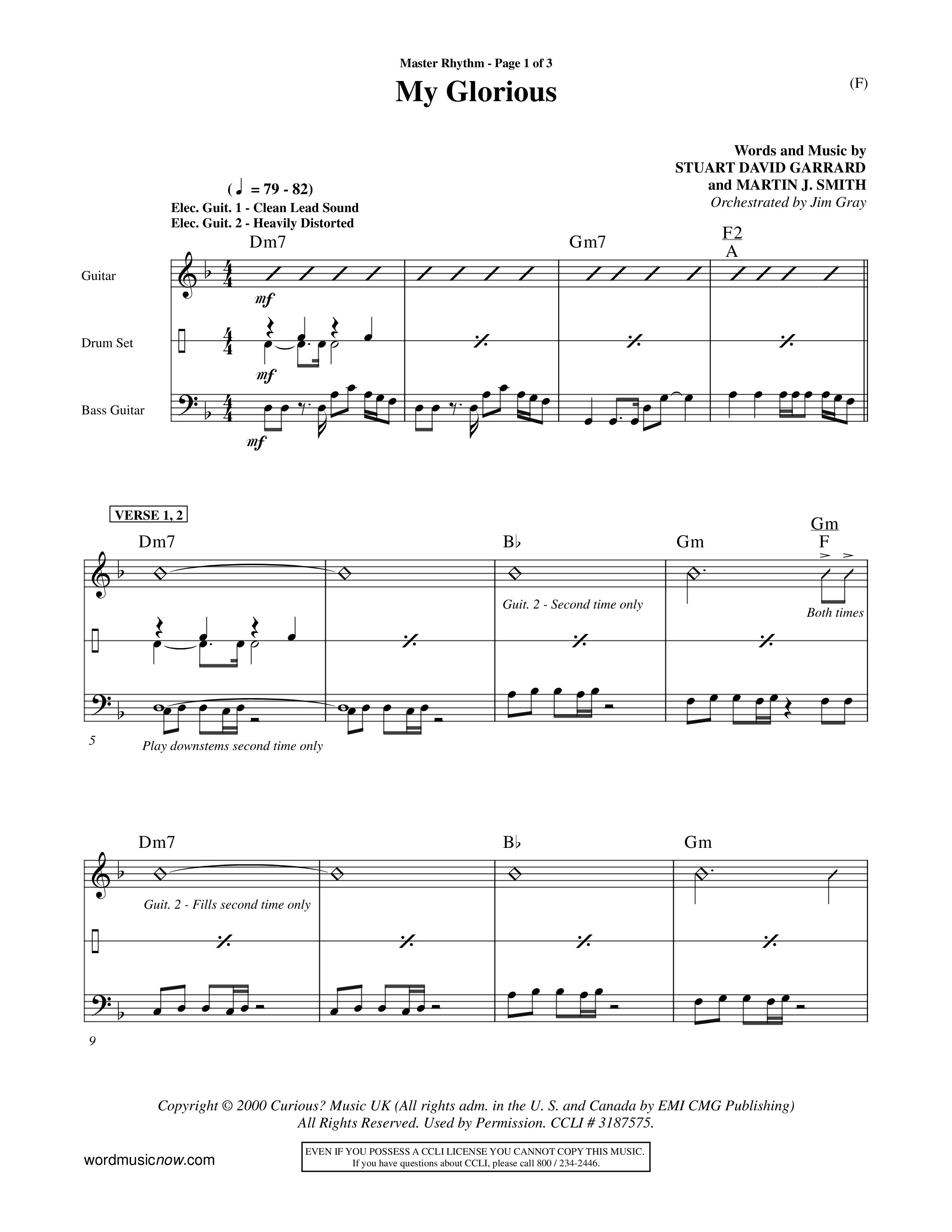 My Glorious (Choral Anthem SATB) Rhythm Chart (Word Music Choral / Orch. Jim Gray)