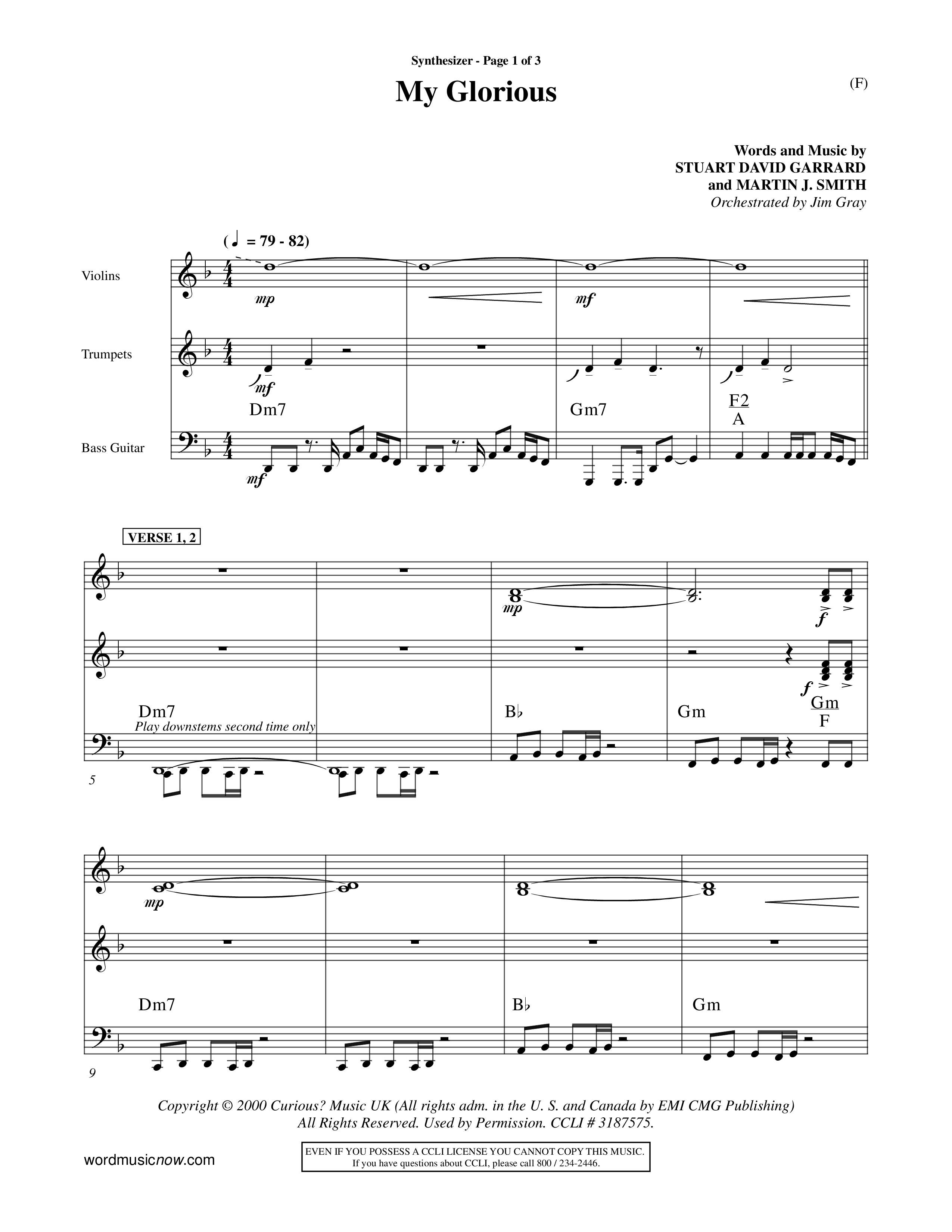 My Glorious (Choral Anthem SATB) Synth (Word Music Choral / Orch. Jim Gray)