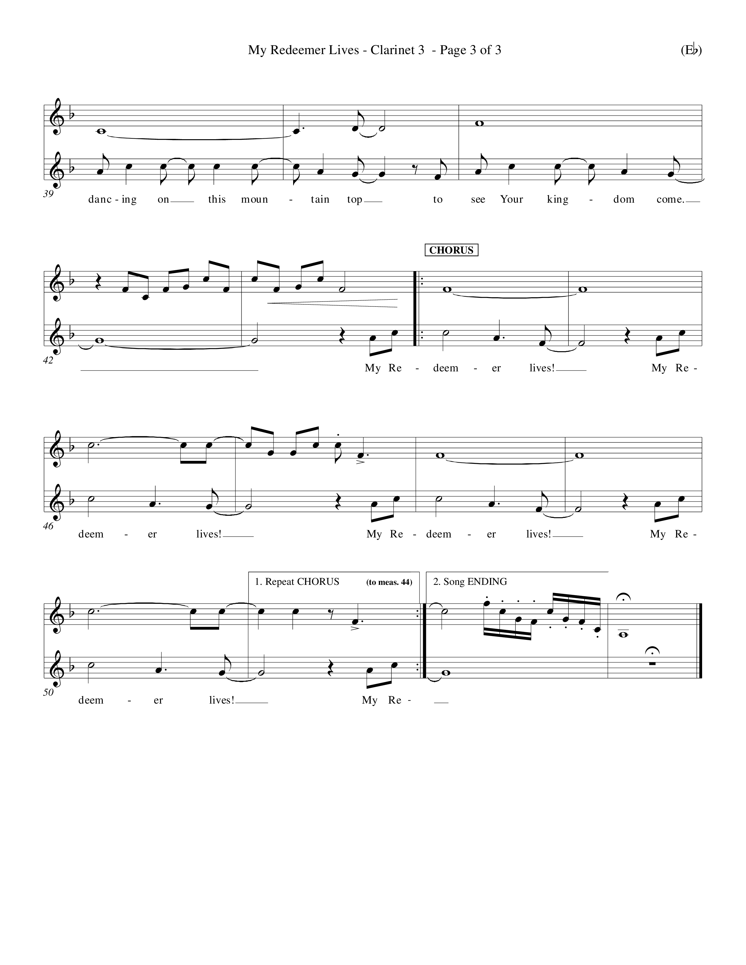 My Redeemer Lives (Choral Anthem SATB) Clarinet 3 (Word Music Choral / Orch. Keith Wilbanks)