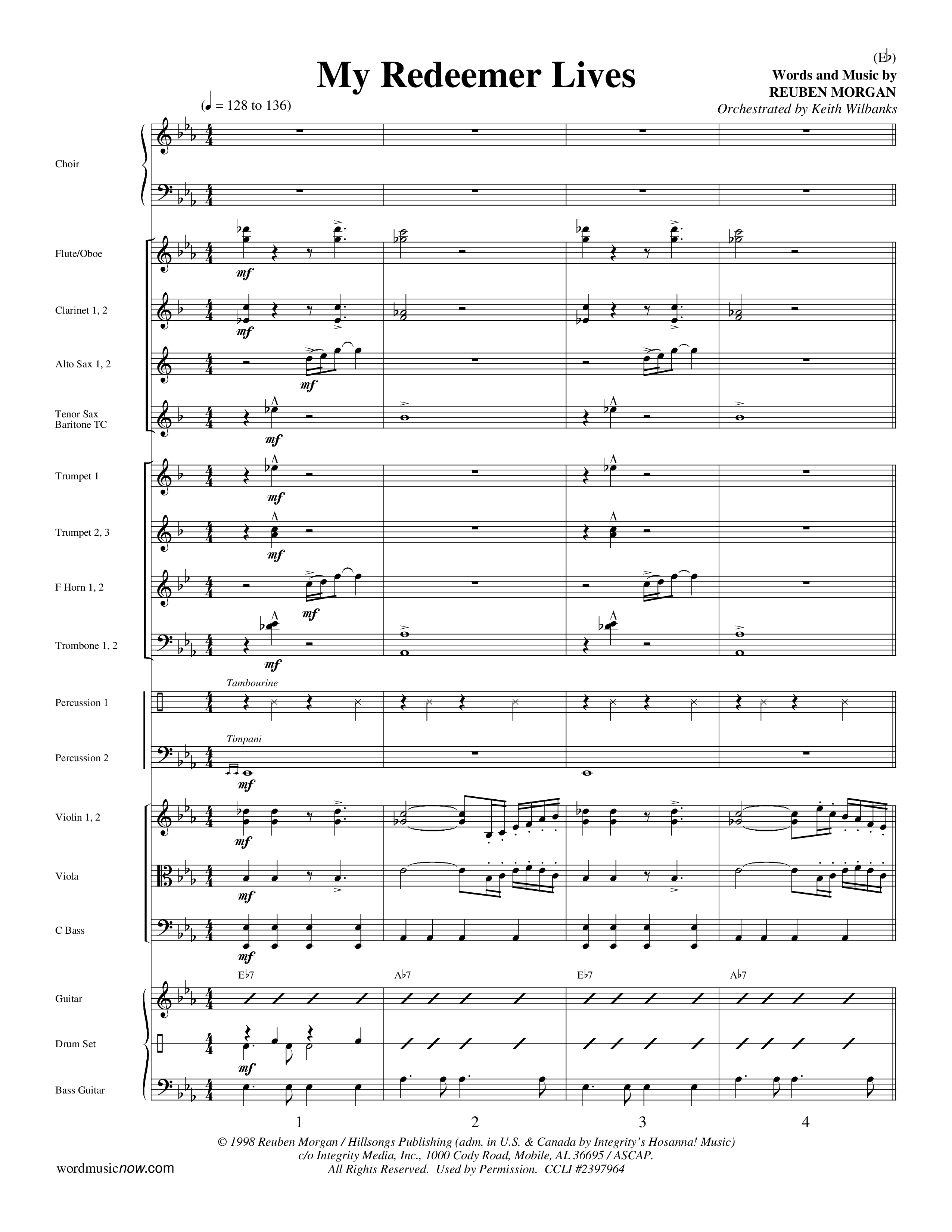 My Redeemer Lives (Choral Anthem SATB) Orchestration (Word Music Choral / Orch. Keith Wilbanks)