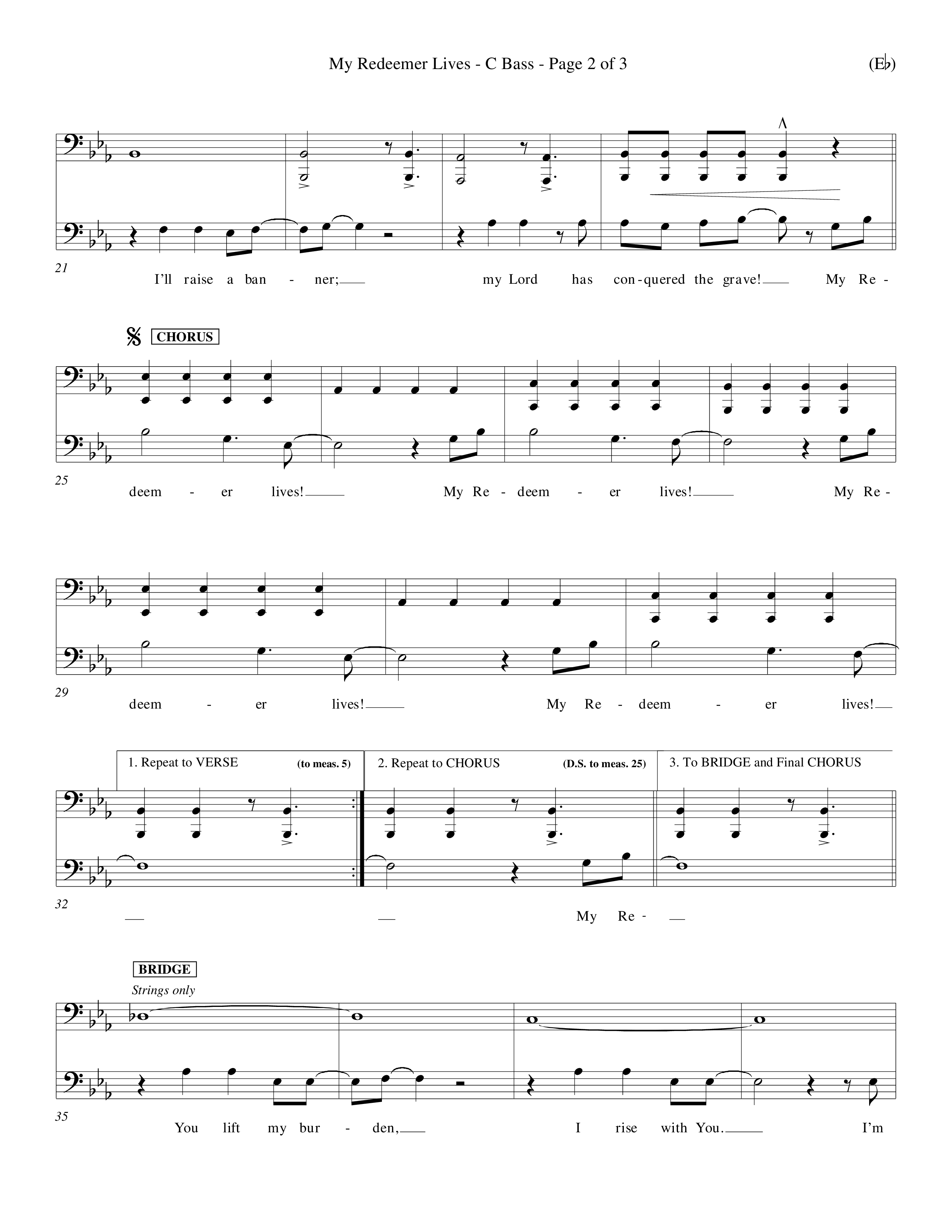 My Redeemer Lives (Choral Anthem SATB) Contrabass (Word Music Choral / Orch. Keith Wilbanks)