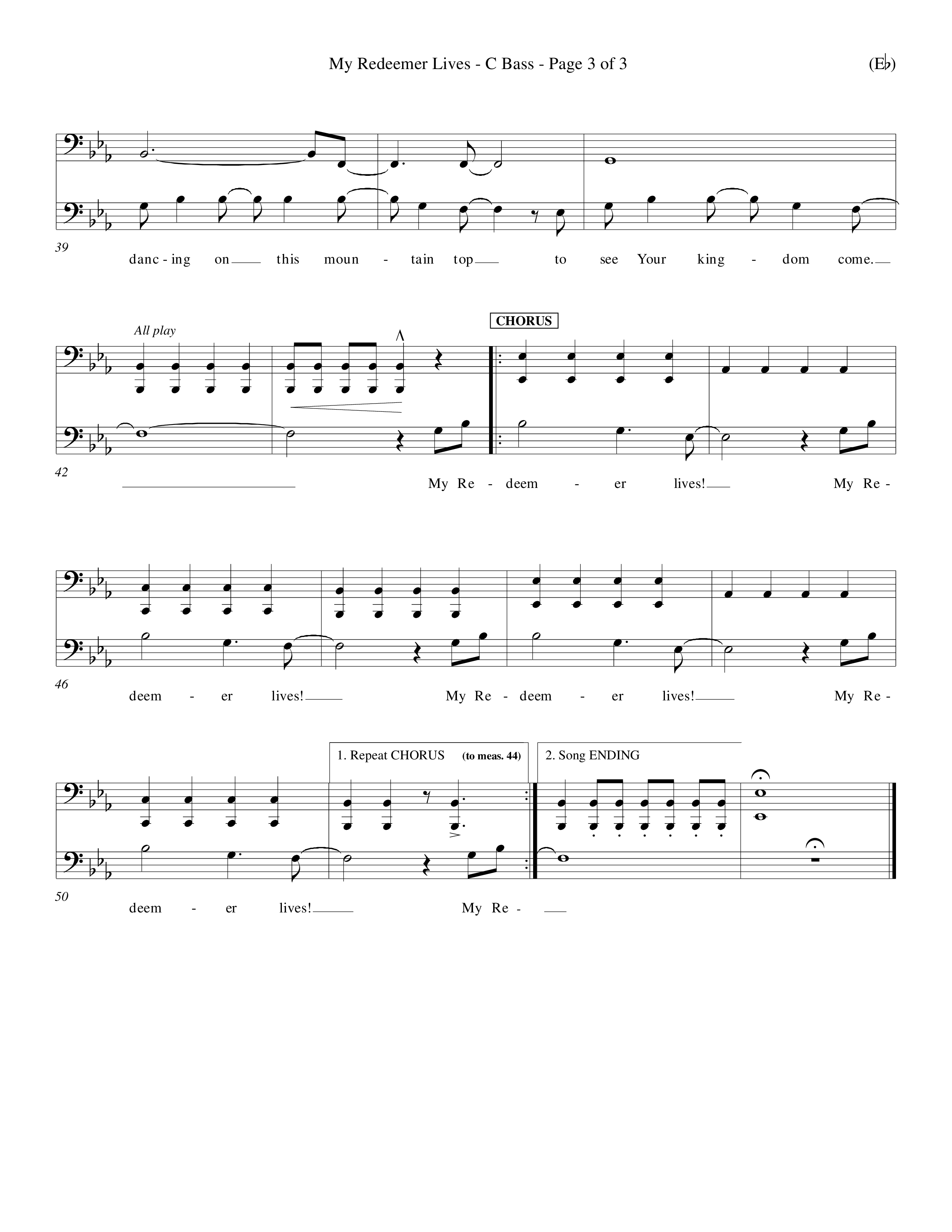 My Redeemer Lives (Choral Anthem SATB) Contrabass (Word Music Choral / Orch. Keith Wilbanks)