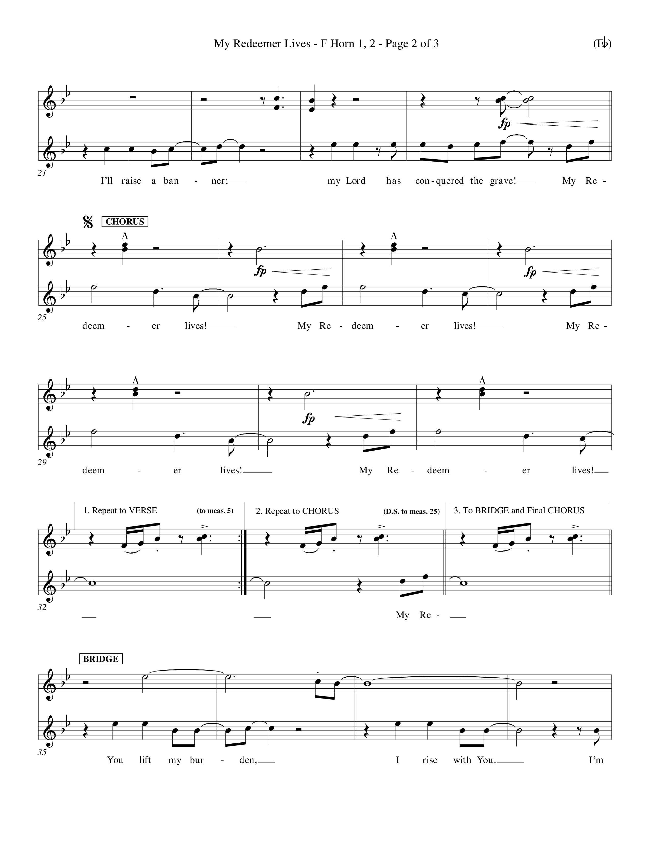 My Redeemer Lives (Choral Anthem SATB) French Horn (Word Music Choral / Orch. Keith Wilbanks)