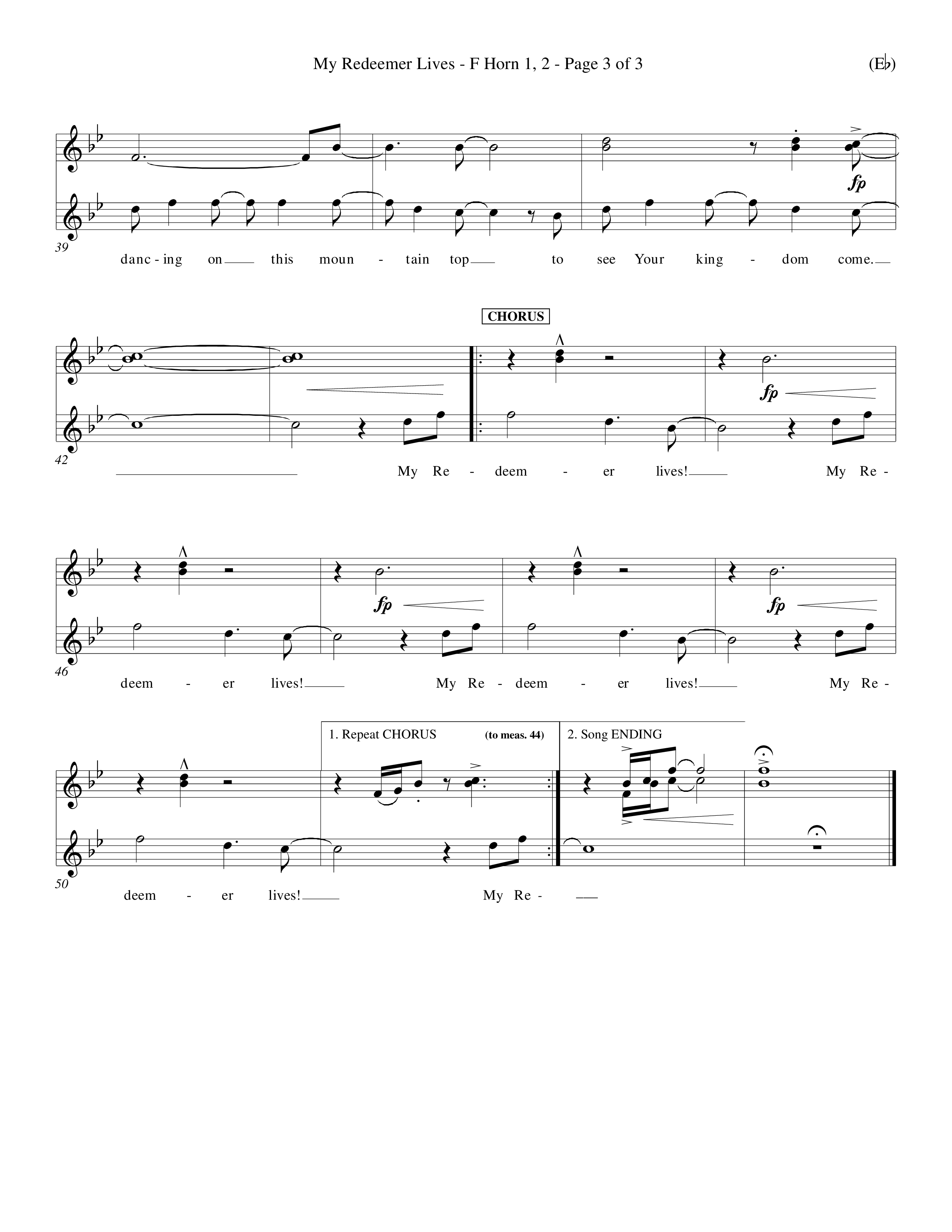 My Redeemer Lives (Choral Anthem SATB) French Horn (Word Music Choral / Orch. Keith Wilbanks)