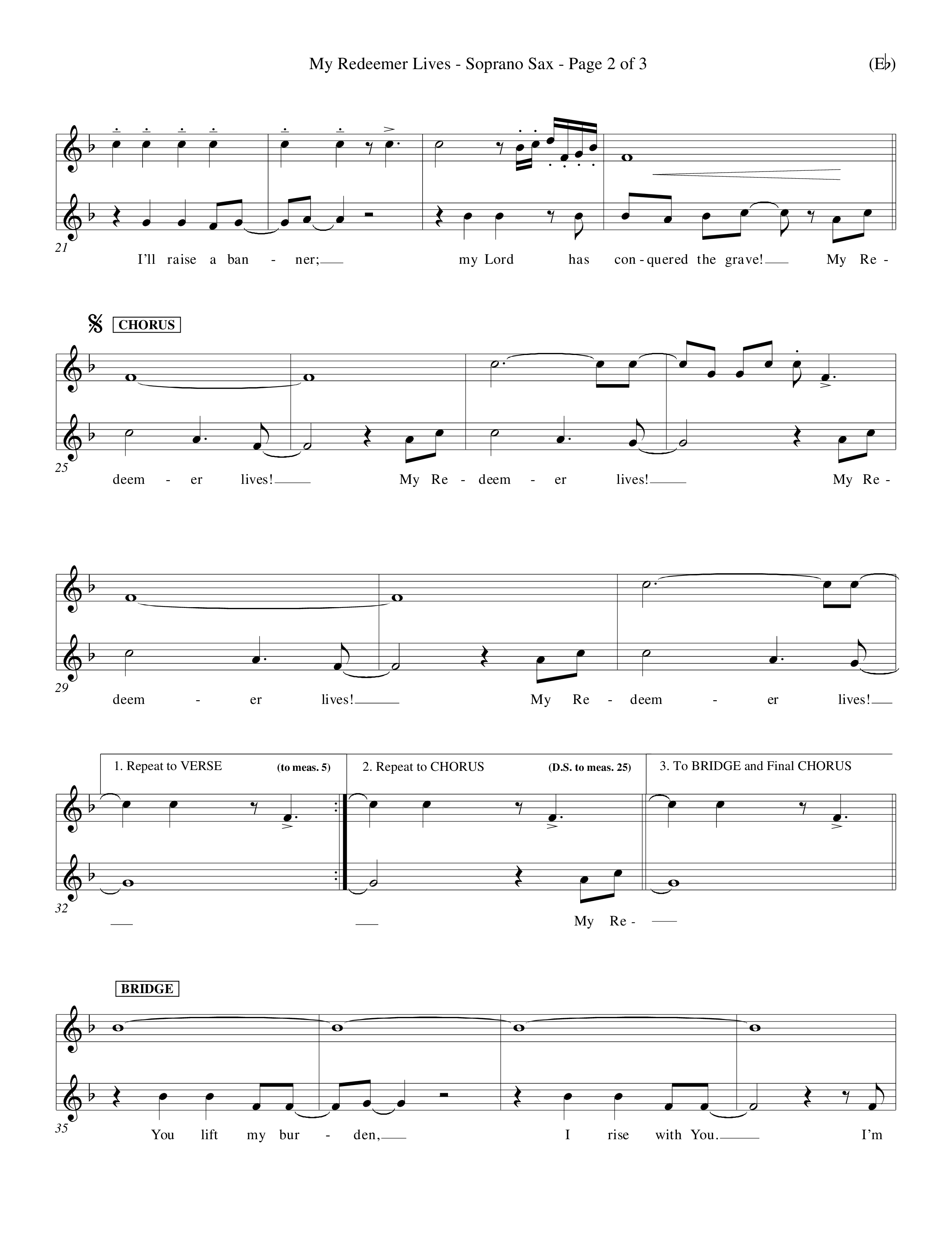 My Redeemer Lives (Choral Anthem SATB) Saxophone (Word Music Choral / Orch. Keith Wilbanks)