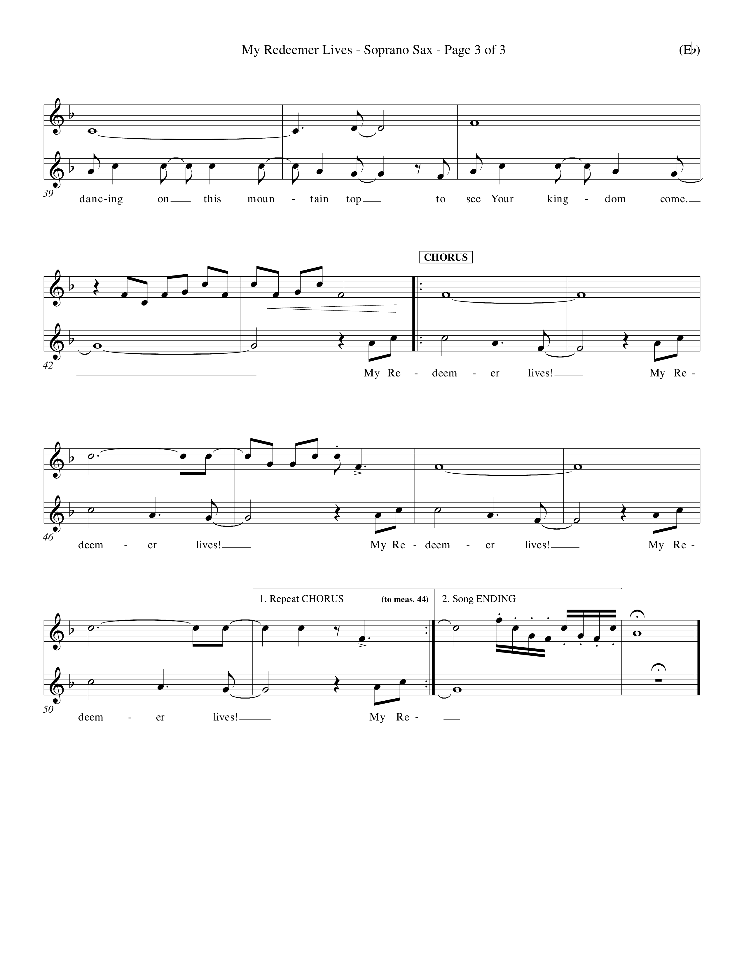 My Redeemer Lives (Choral Anthem SATB) Saxophone (Word Music Choral / Orch. Keith Wilbanks)