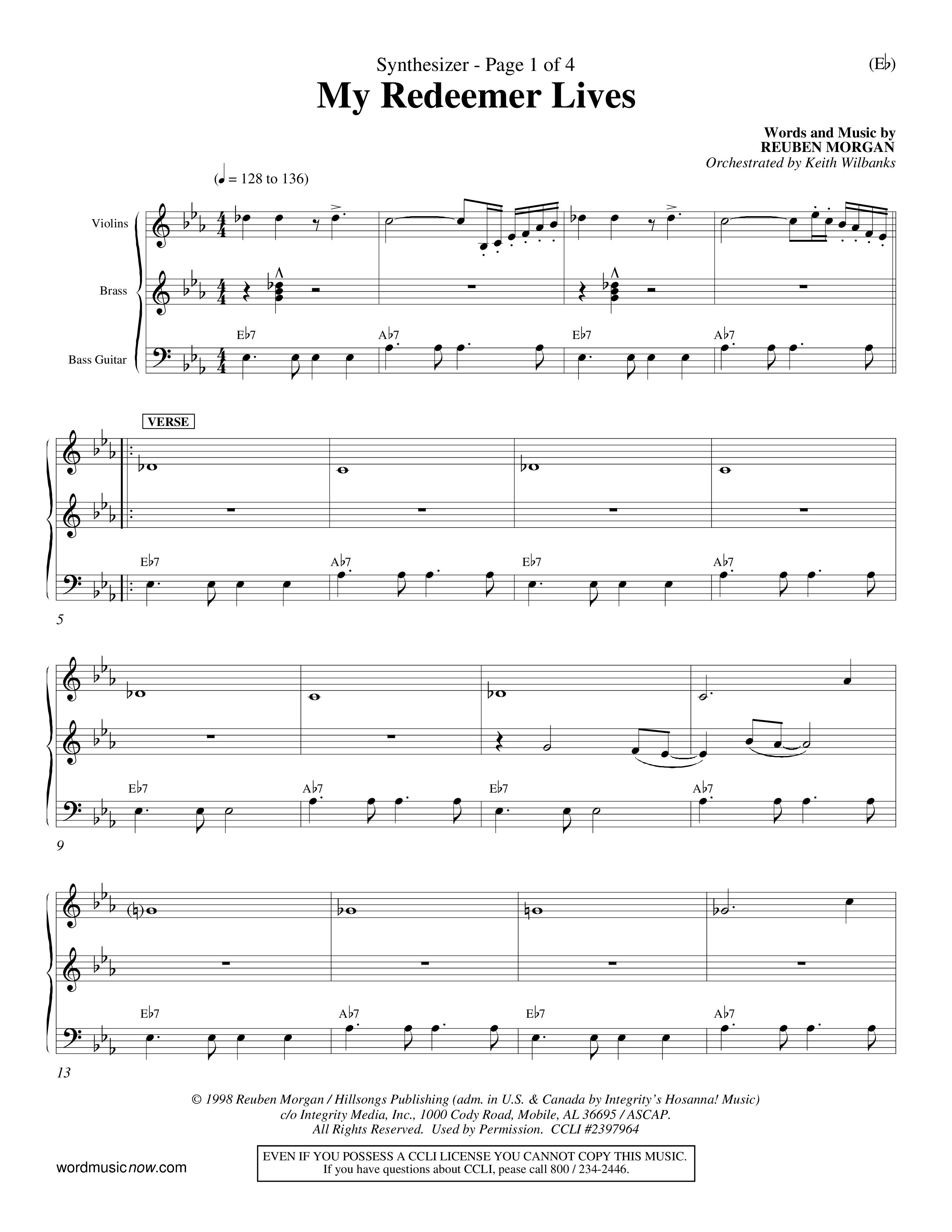 My Redeemer Lives (Choral Anthem SATB) Synth (Word Music Choral / Orch. Keith Wilbanks)