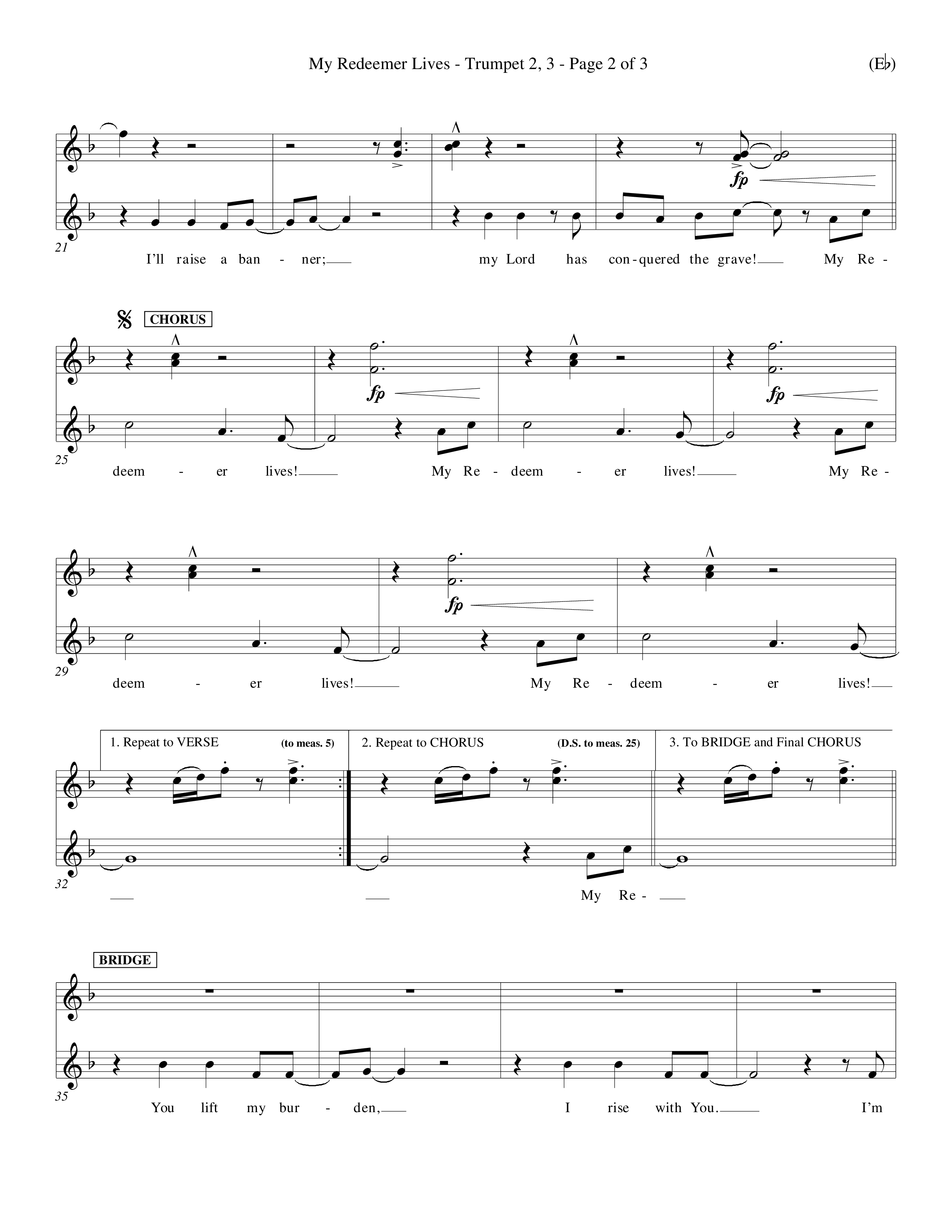 My Redeemer Lives (Choral Anthem SATB) Trumpet 2/3 (Word Music Choral / Orch. Keith Wilbanks)