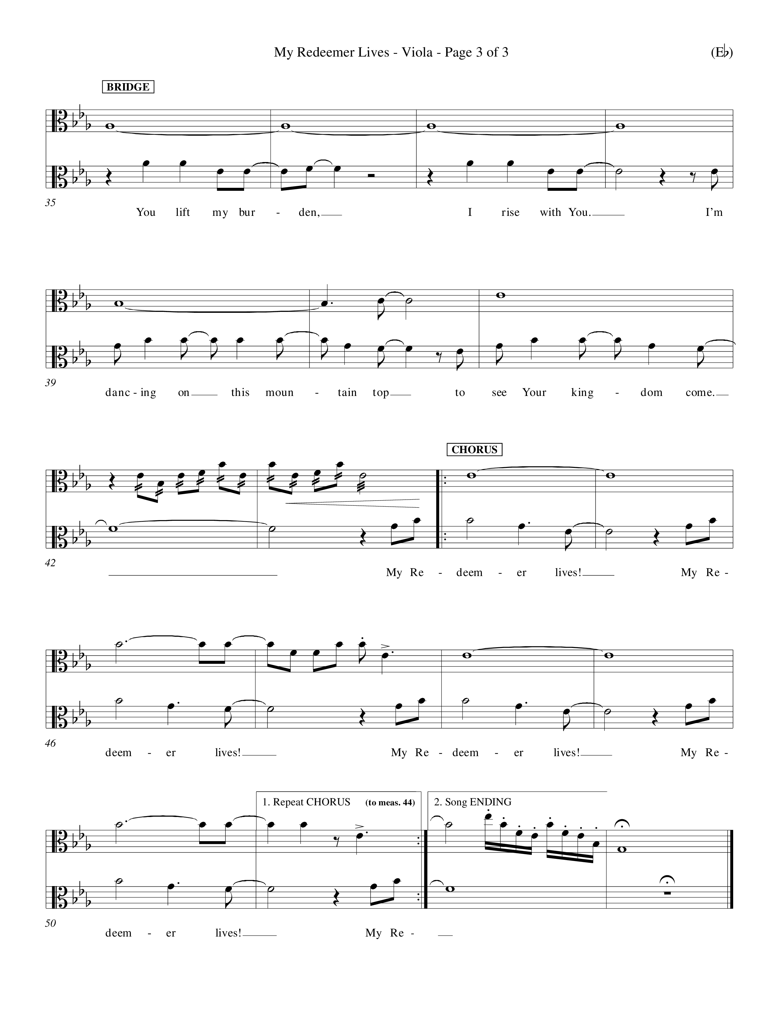 My Redeemer Lives (Choral Anthem SATB) Viola (Word Music Choral / Orch. Keith Wilbanks)