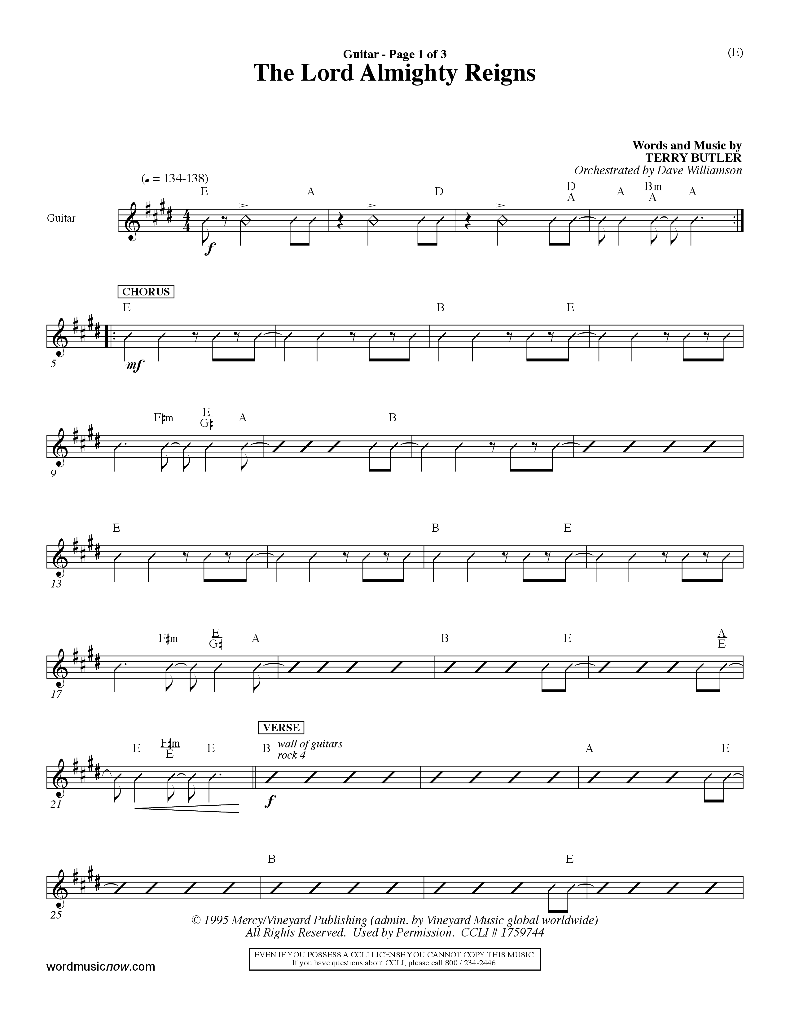 The Lord Almighty Reigns (Choral Anthem SATB) Acoustic Guitar (Word Music Choral / Orch. Dave Williamson)