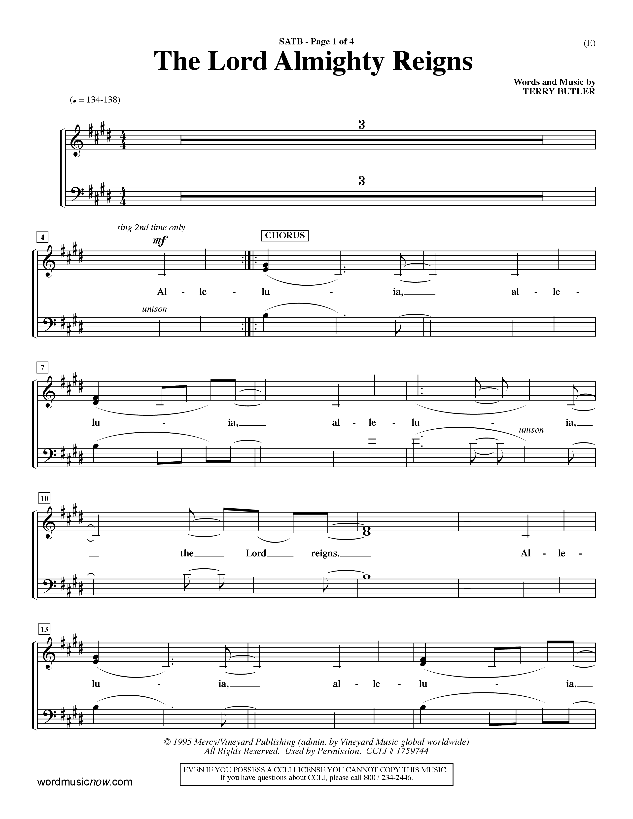 The Lord Almighty Reigns (Choral Anthem SATB) Choir Sheet (SATB) (Word Music Choral / Orch. Dave Williamson)