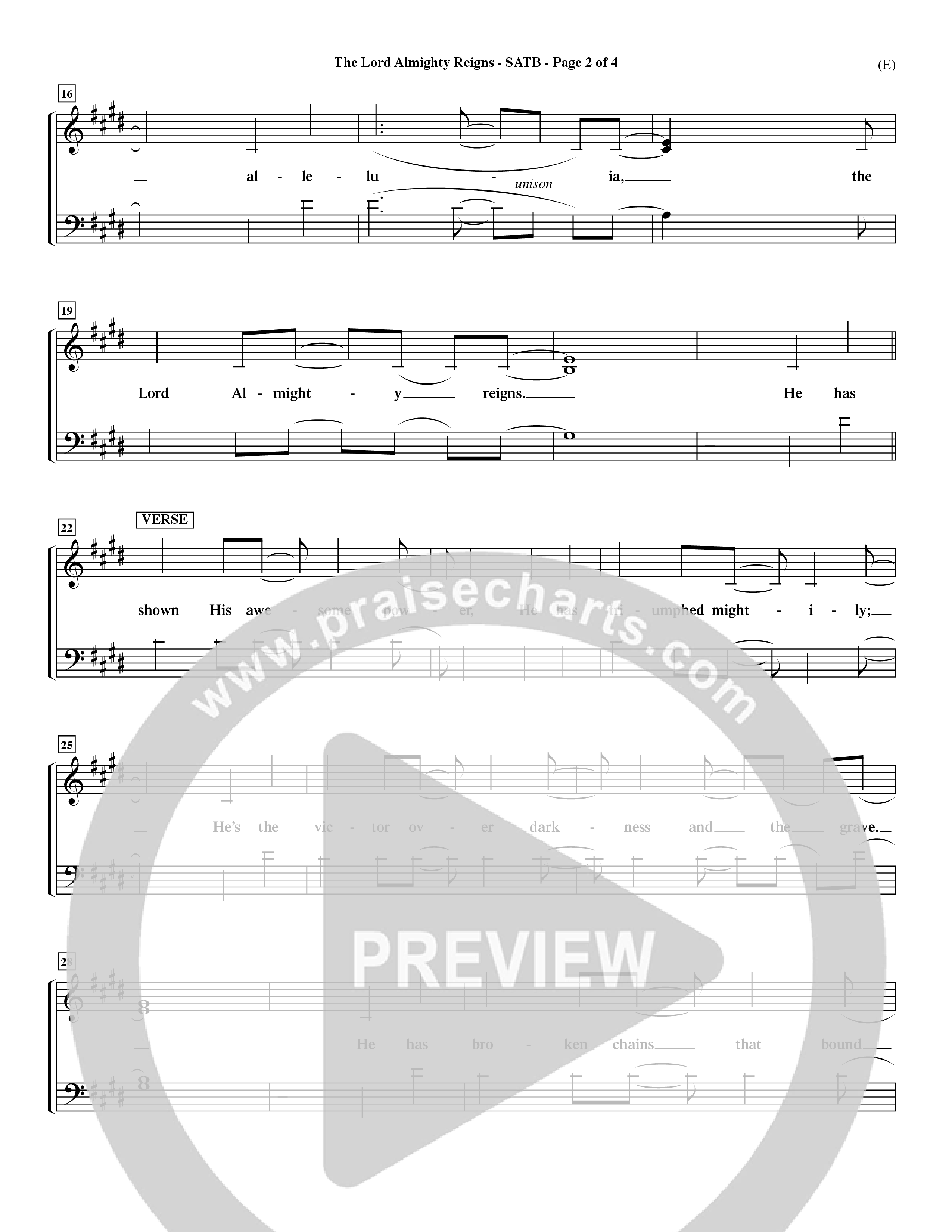The Lord Almighty Reigns (Choral Anthem SATB) Choir Sheet (SATB) (Word Music Choral / Orch. Dave Williamson)