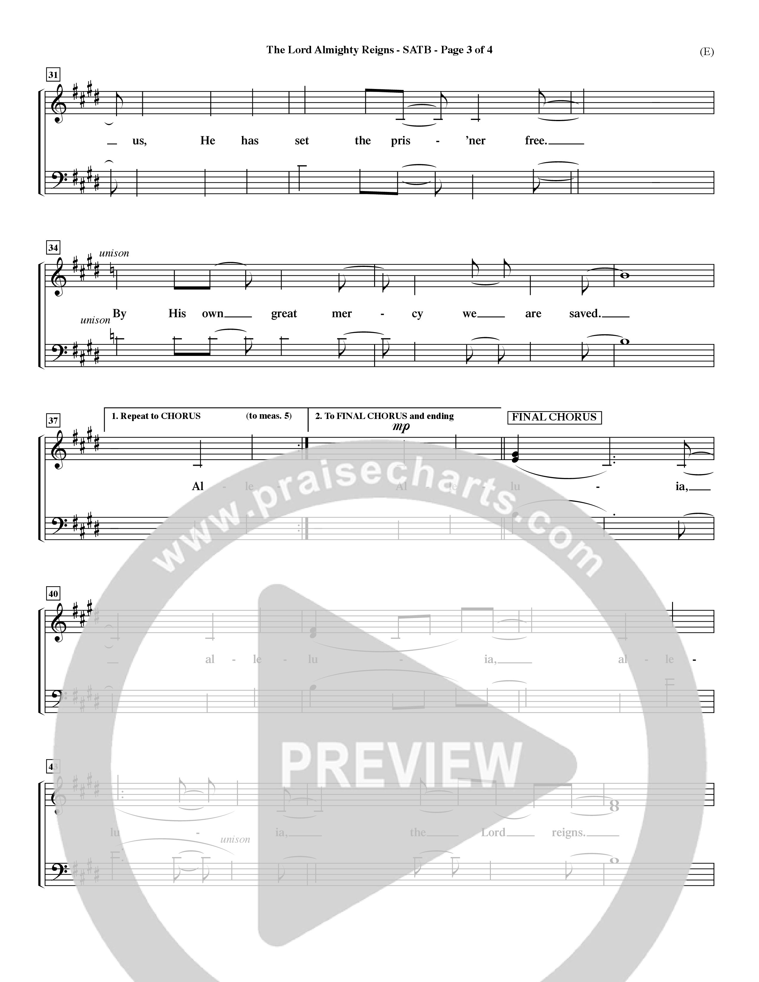 The Lord Almighty Reigns (Choral Anthem SATB) Choir Sheet (SATB) (Word Music Choral / Orch. Dave Williamson)