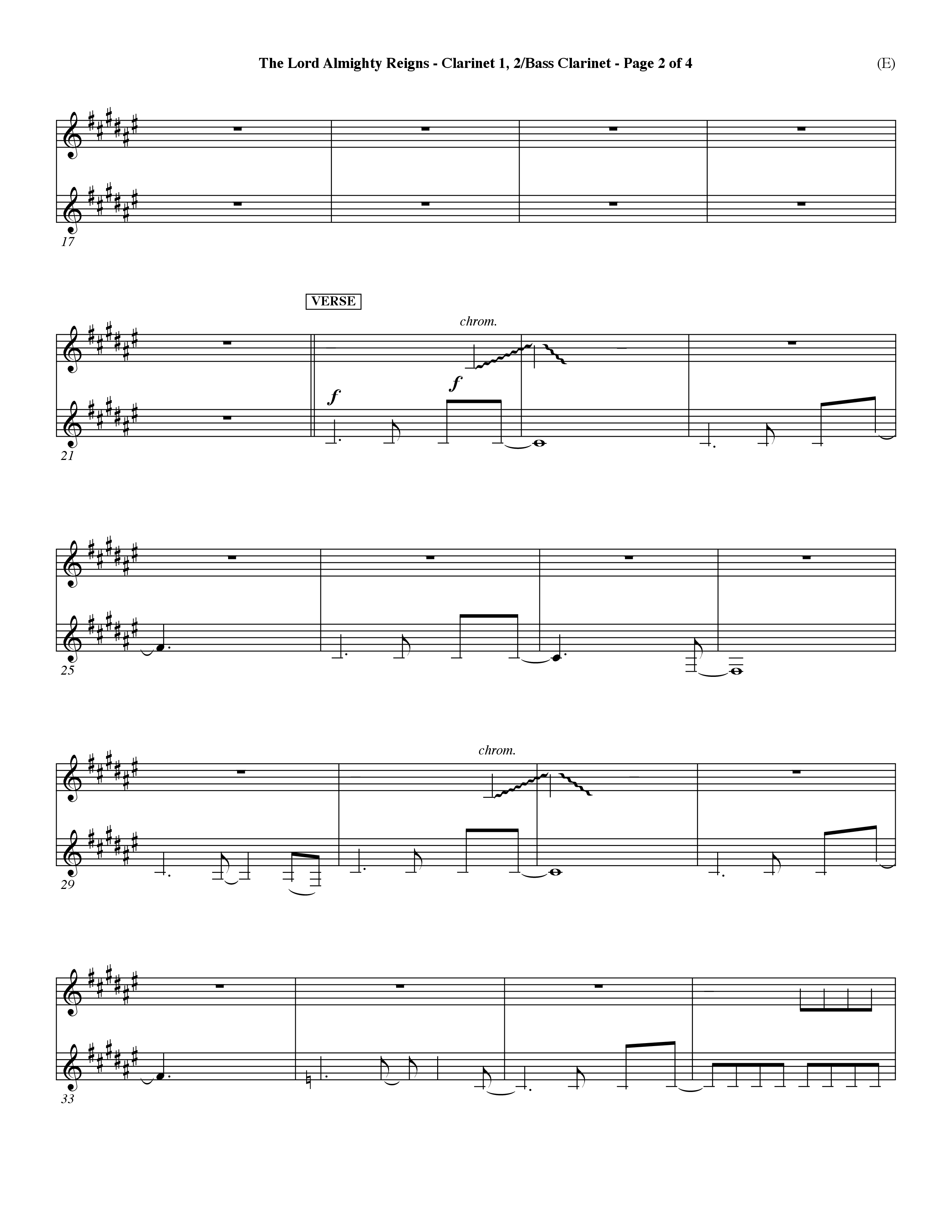 The Lord Almighty Reigns (Choral Anthem SATB) Clarinet 1/2, Bass Clarinet (Word Music Choral / Orch. Dave Williamson)